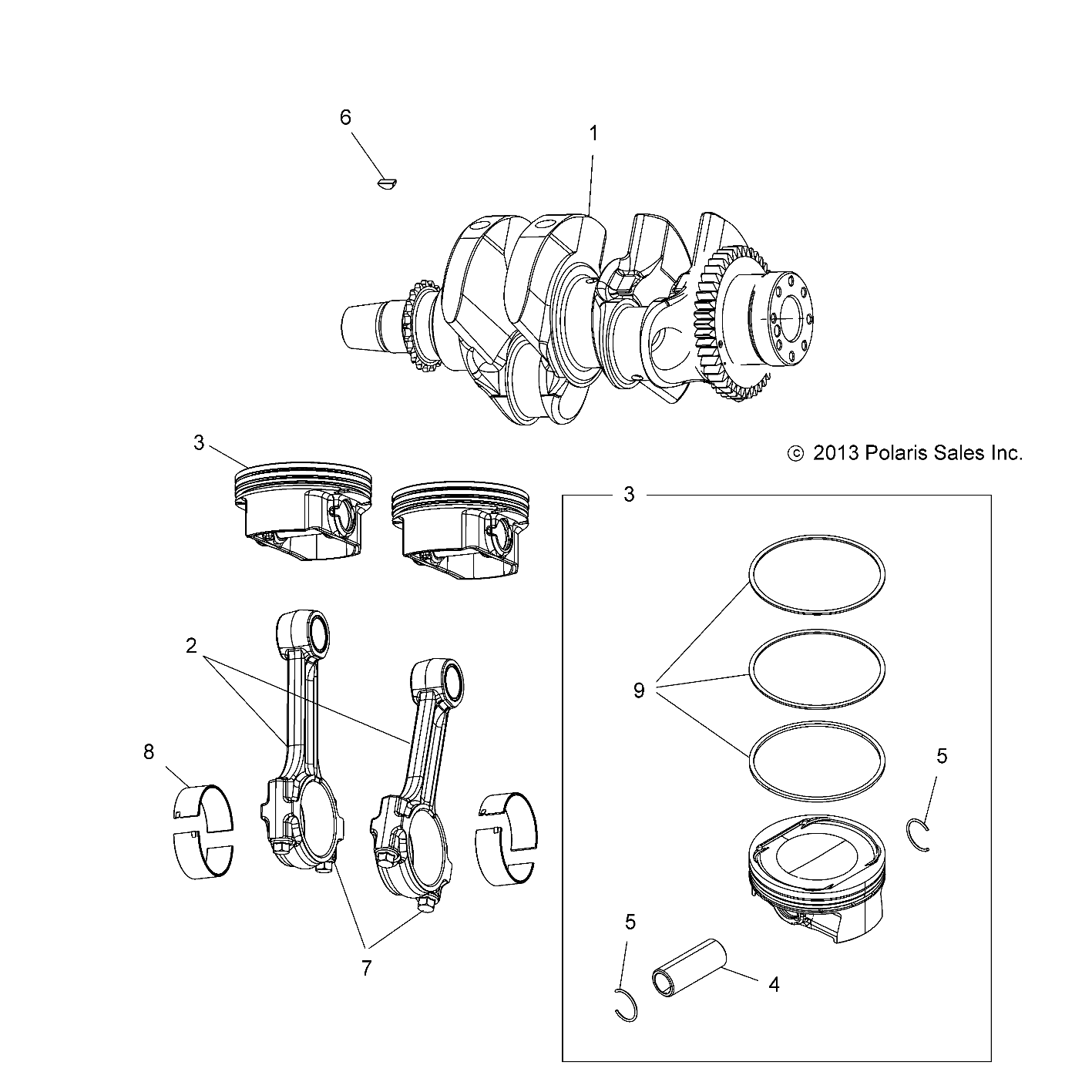 ENGINE, CRANKSHAFT and PISTON - A17SYS95CK (49ATVCRANKSHAFT14SCRAM)