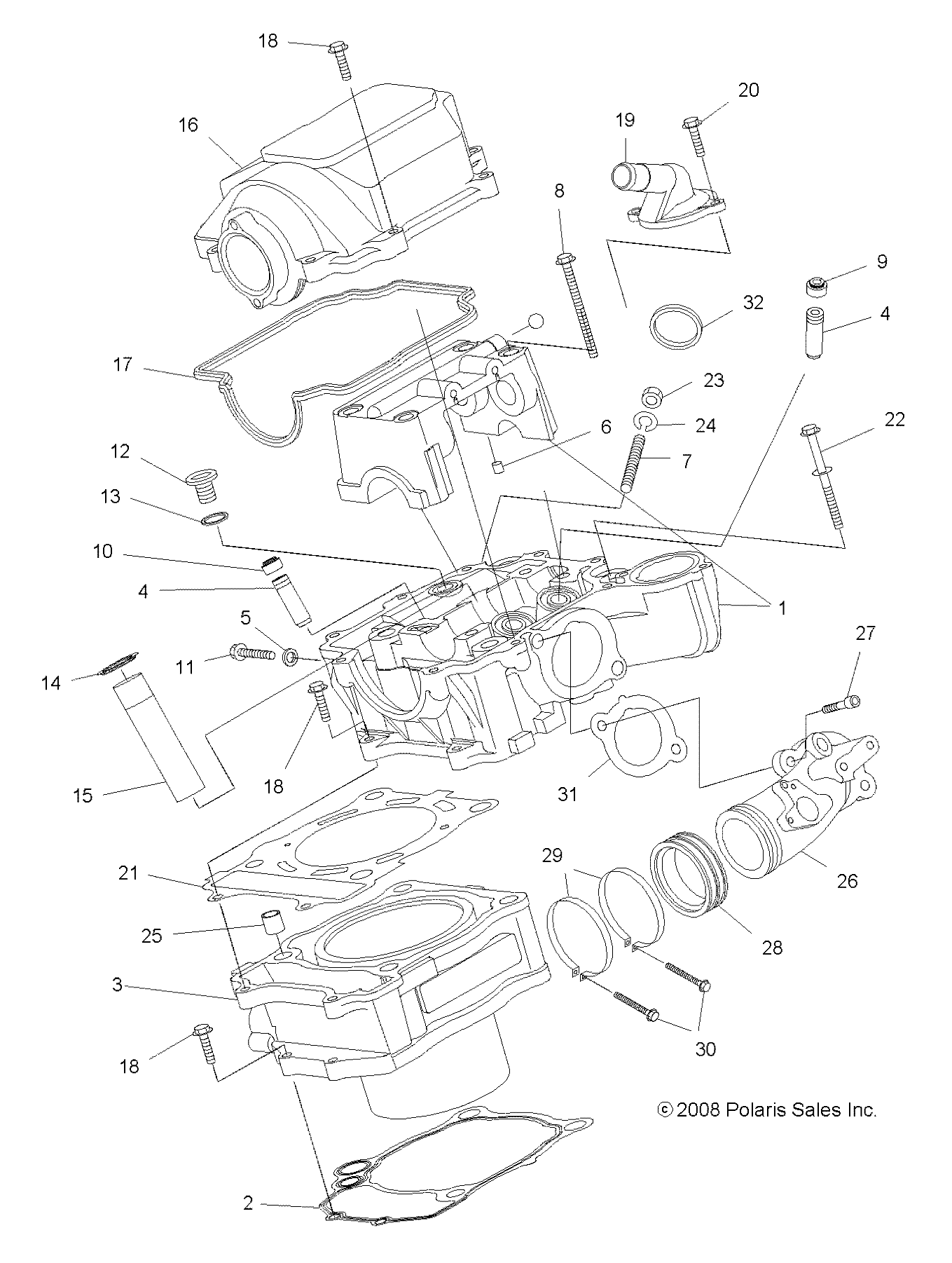 ENGINE, CYLINDER - A10DX55AL/AF (49ATVCYLINDER09SPXP550)