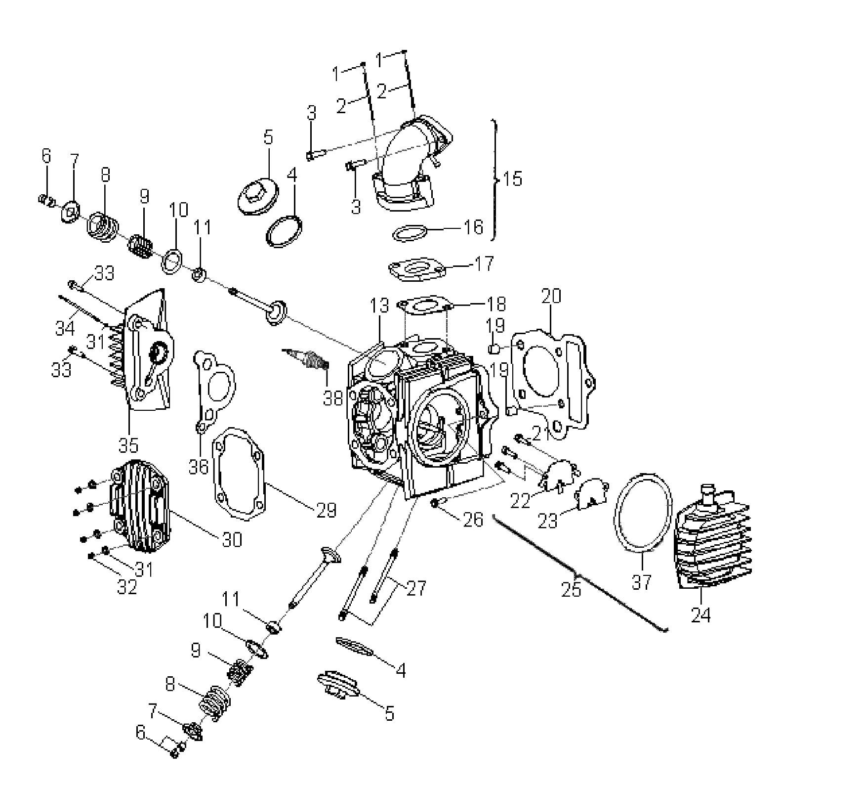 ENGINE, CYLINDER HEAD - A07KA05CA/CB/CD (49ATVCYLINDERHD07PRED50)