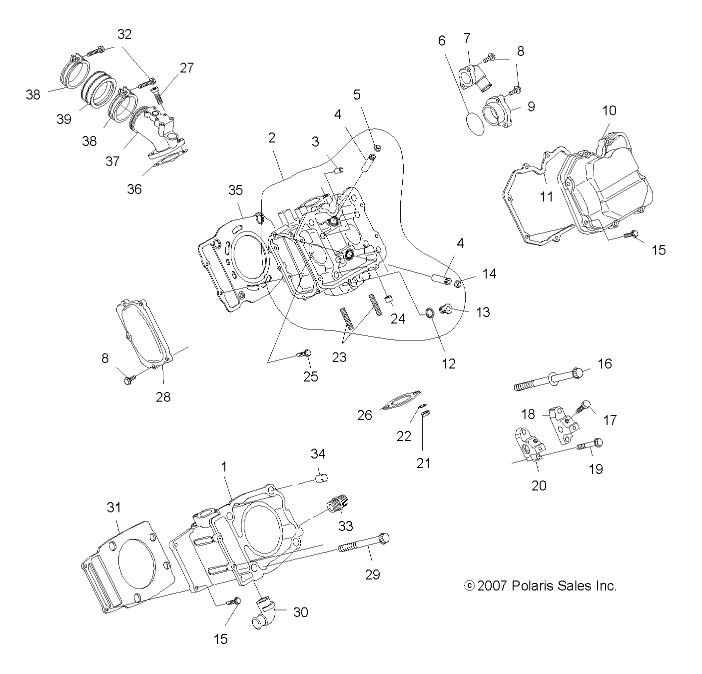 ENGINE, CYLINDER and HEAD - A08MH50SS/SQ (49ATVCYLINDERHD08SP500EFI)