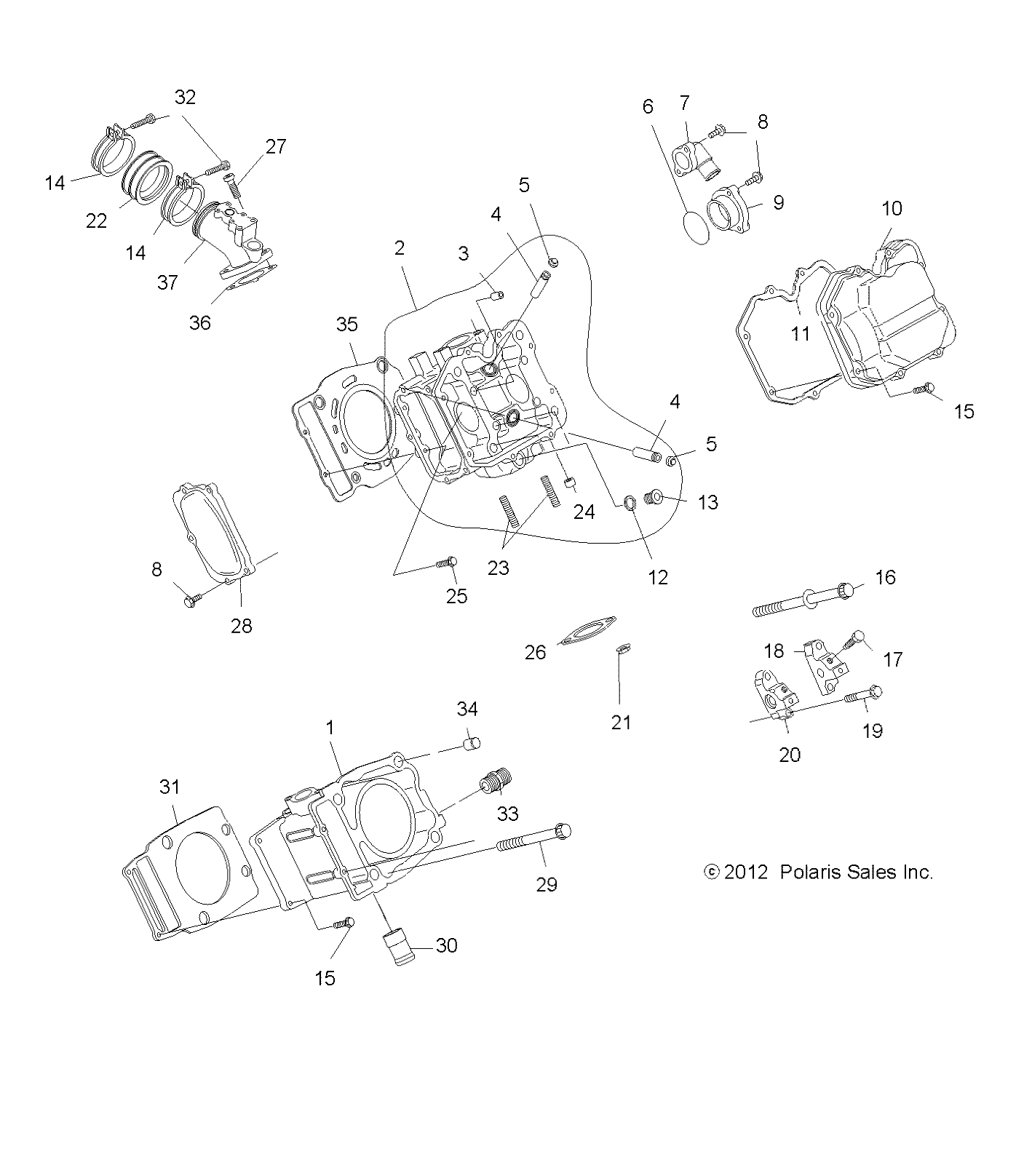 ENGINE, CYLINDER and HEAD - A14MN50EM/EA (49ATVCYLINDERHD12SP500TR)