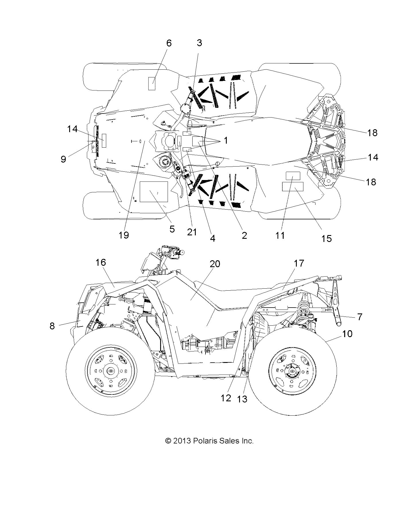 BODY, DECALS - A13GH85AJ/EAK (49ATVDECAL13850SCRAM)