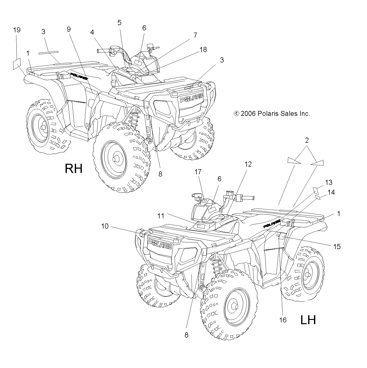 DECALS - A07MH76AL/AQ/AX/AY/AZ/A2/MN76AF/AT/AY (49ATVDECAL800EFI)