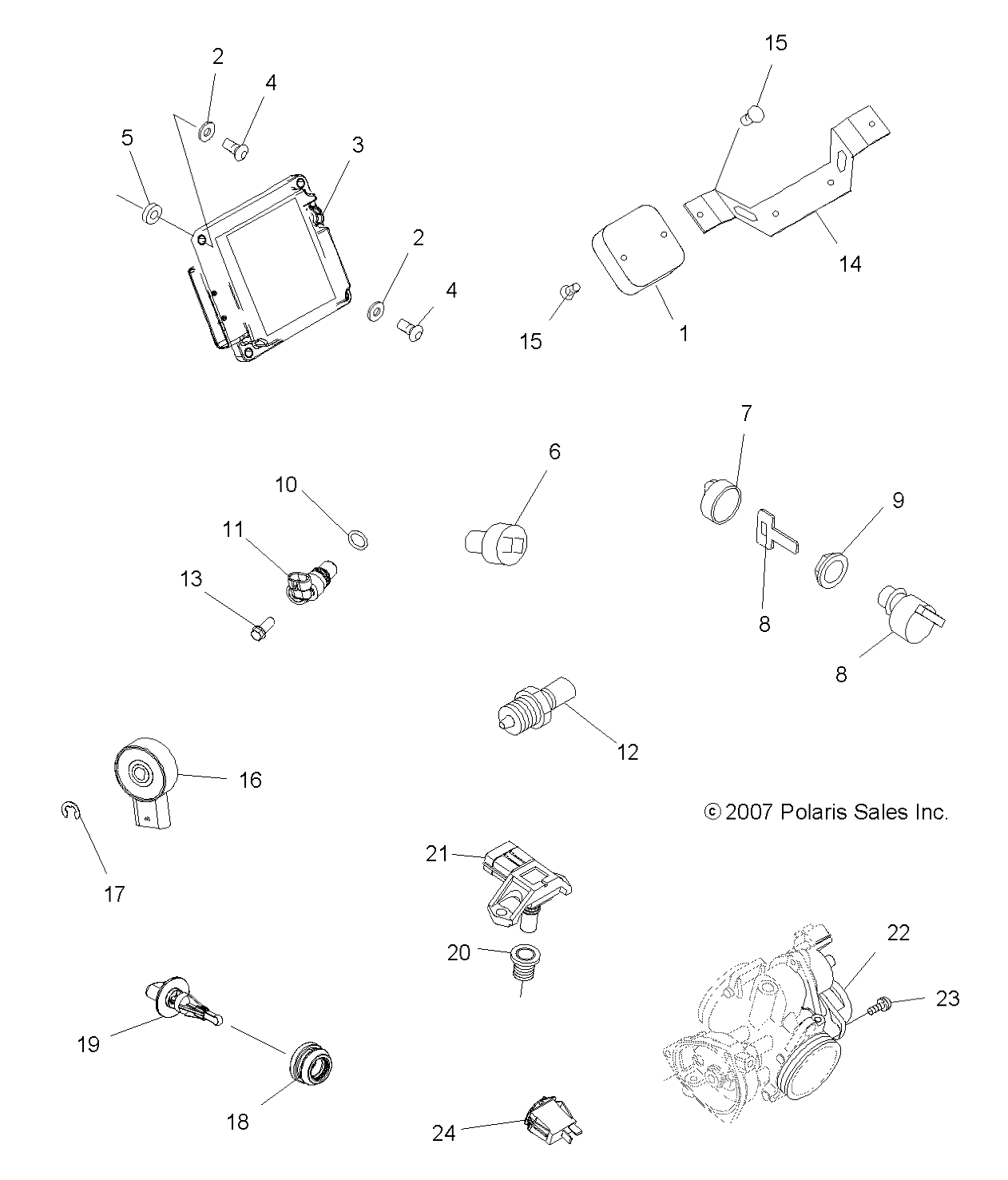 ELECTRICAL, SWITCHES and SENSORS and ECM - A08DN50AF/AS/AW/AZ (49ATVELECT08SPX25)