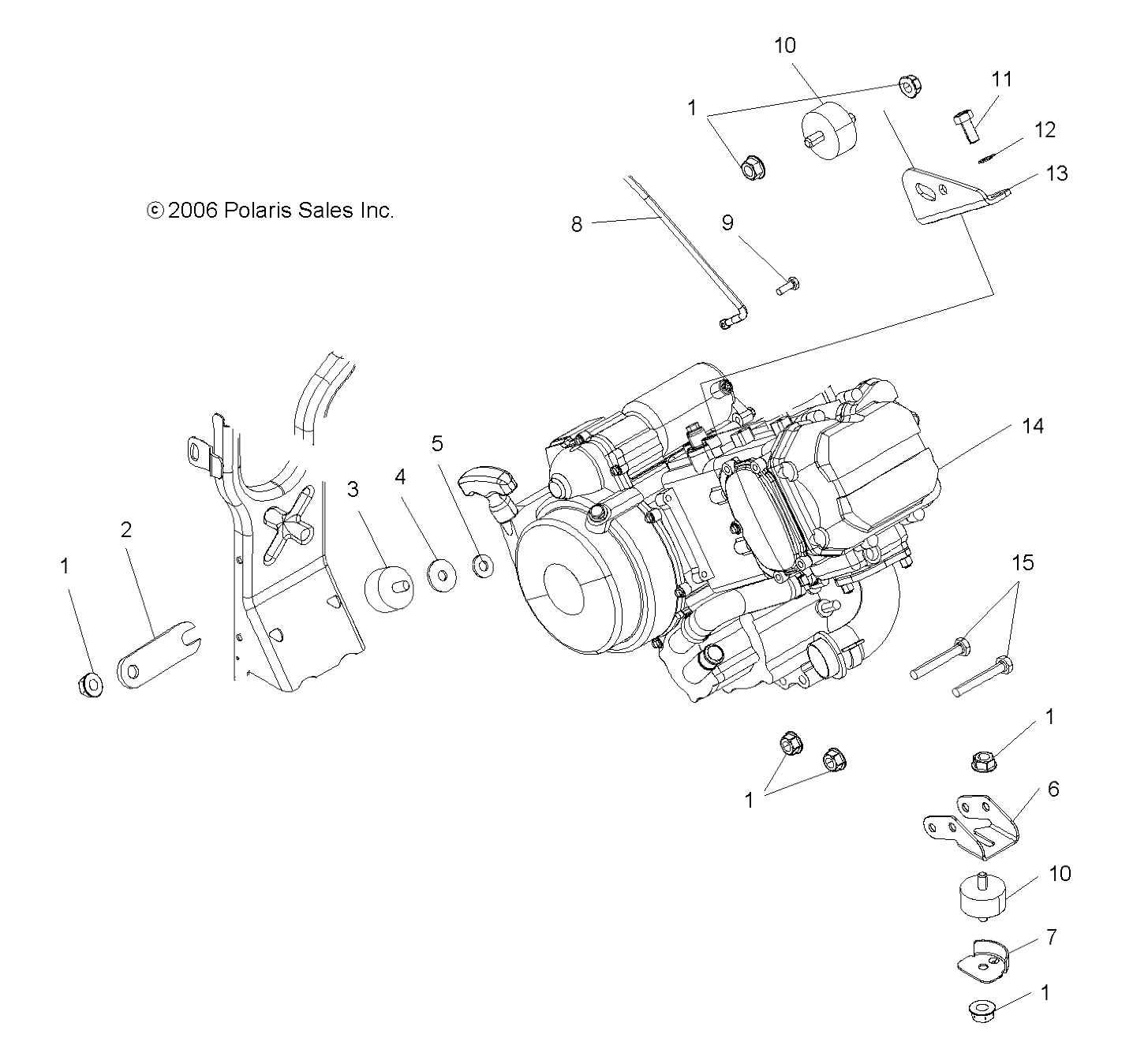 ENGINE, MOUNTING - A07MH50AB/AL/AQ/AX/AY/AZ/MN50AF/AN/AT/AY (49ATVENGINE500EFI)