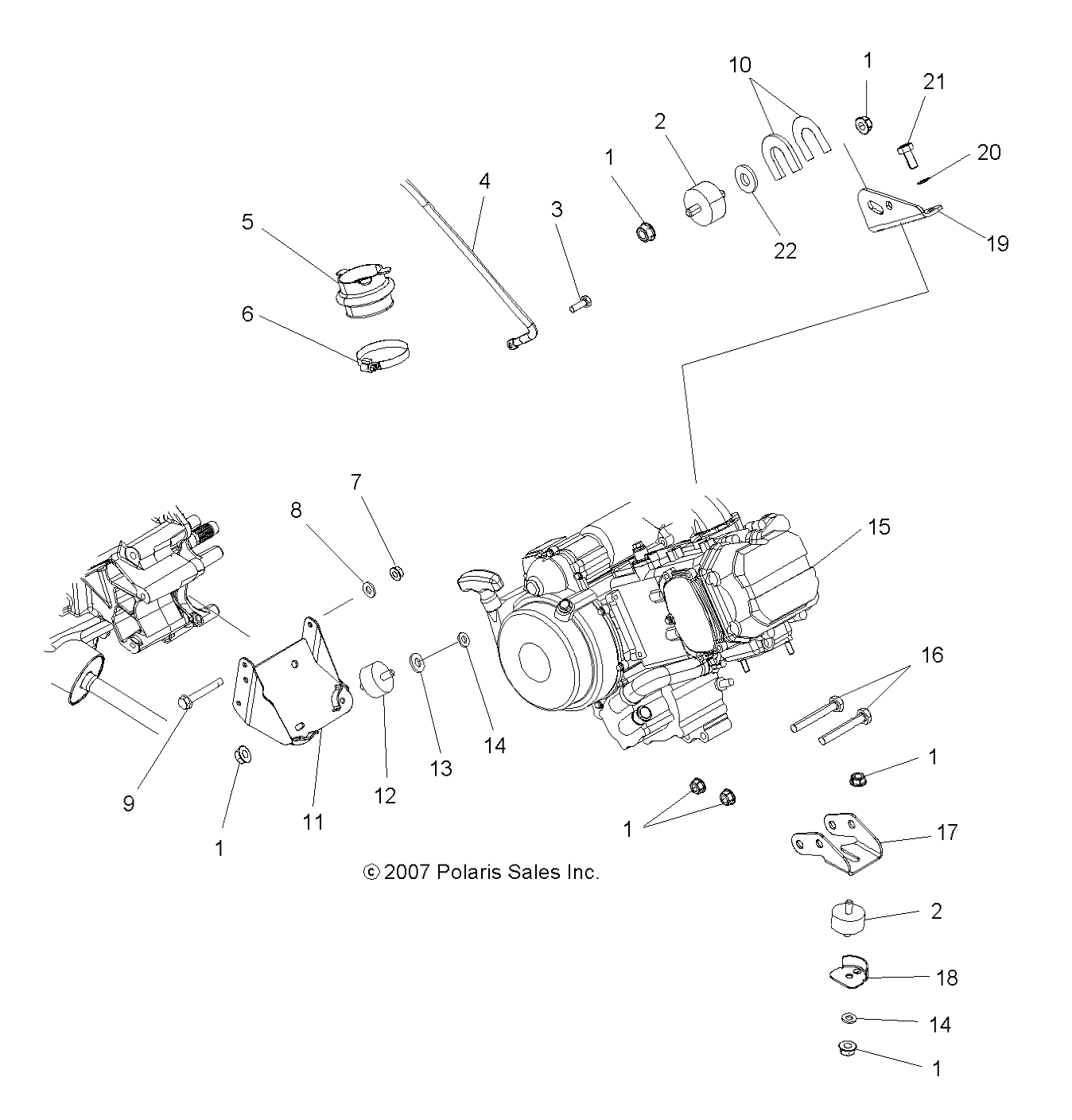 ENGINE, MOUNTING - A07TH50EA (49ATVENGINEX2500EFI)