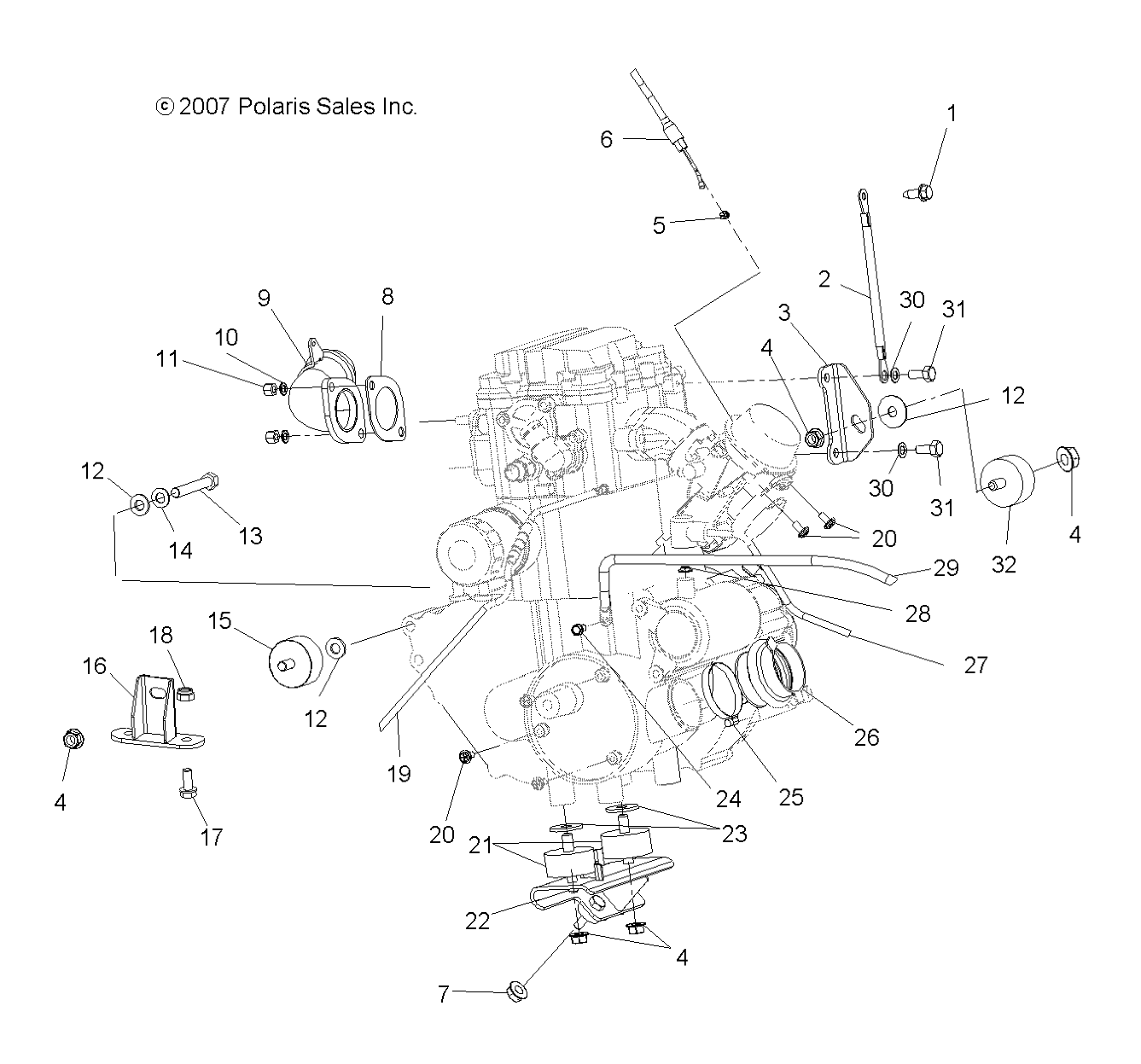 ENGINE, MOUNTING - A09BG50AA (49ATVENGINEMTG08SCRAM)