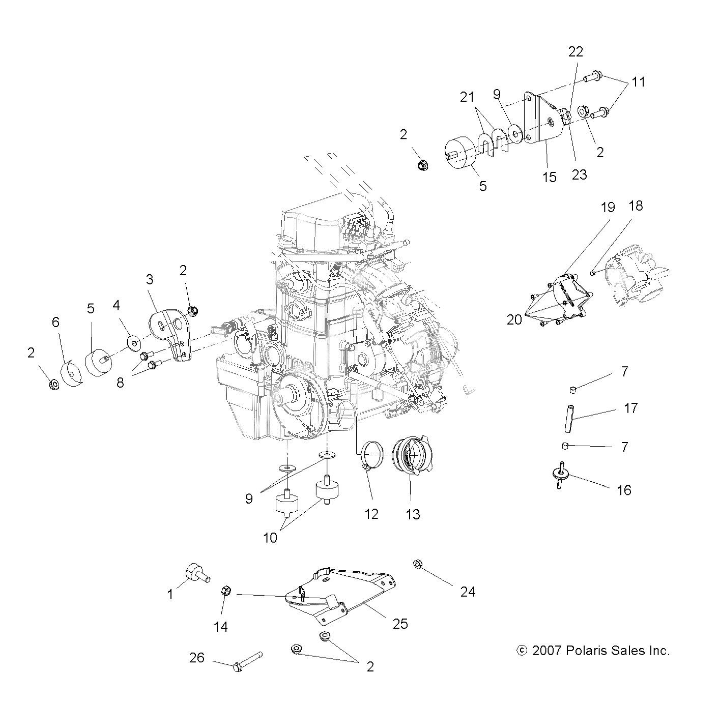 ENGINE, MOUNTING - A08TN76AA/AQ (49ATVENGINEMTG08SPTRG800)