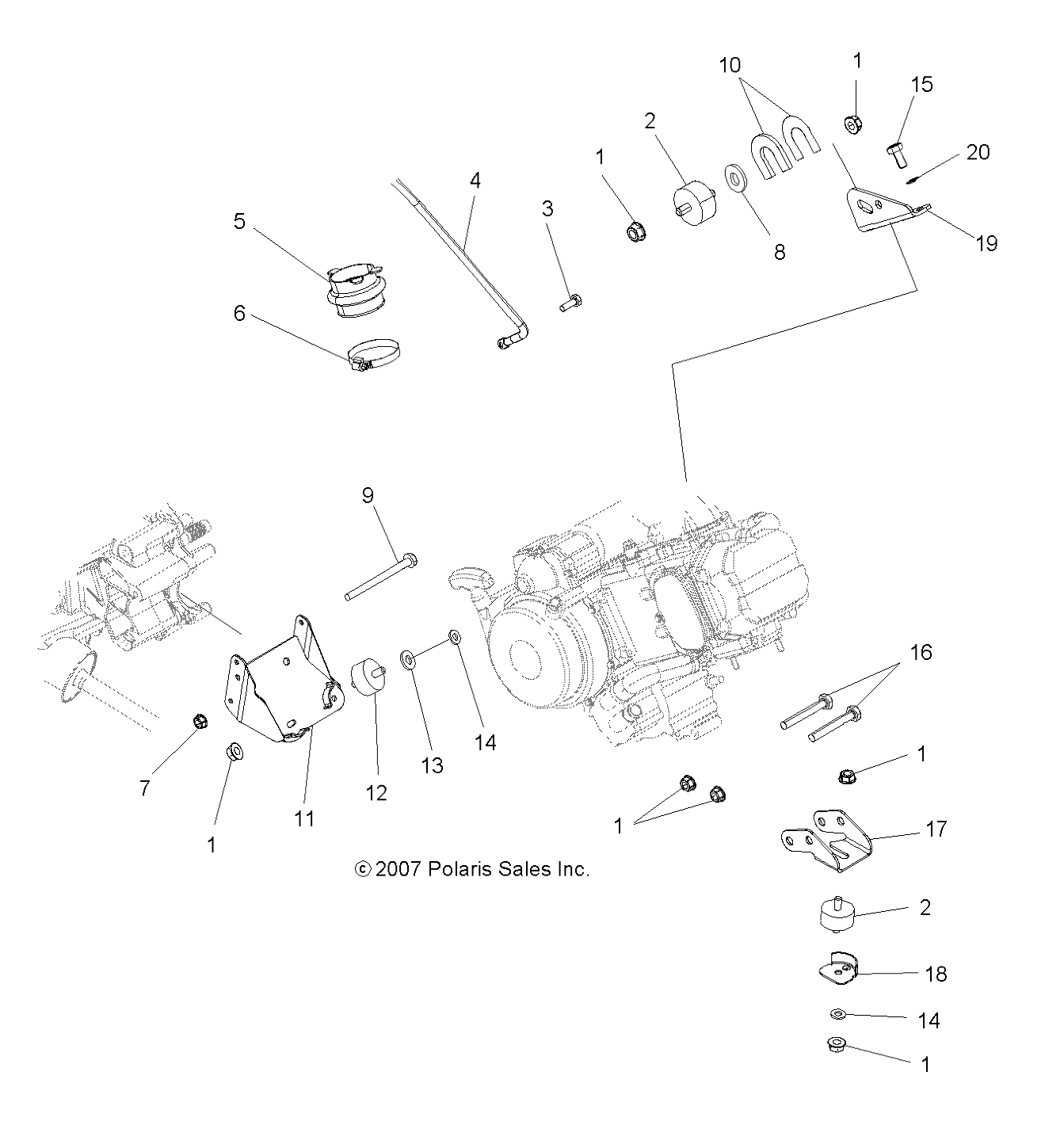 ENGINE, MOUNTING - A09TN50EA (49ATVENGINEMTG08SPX25)