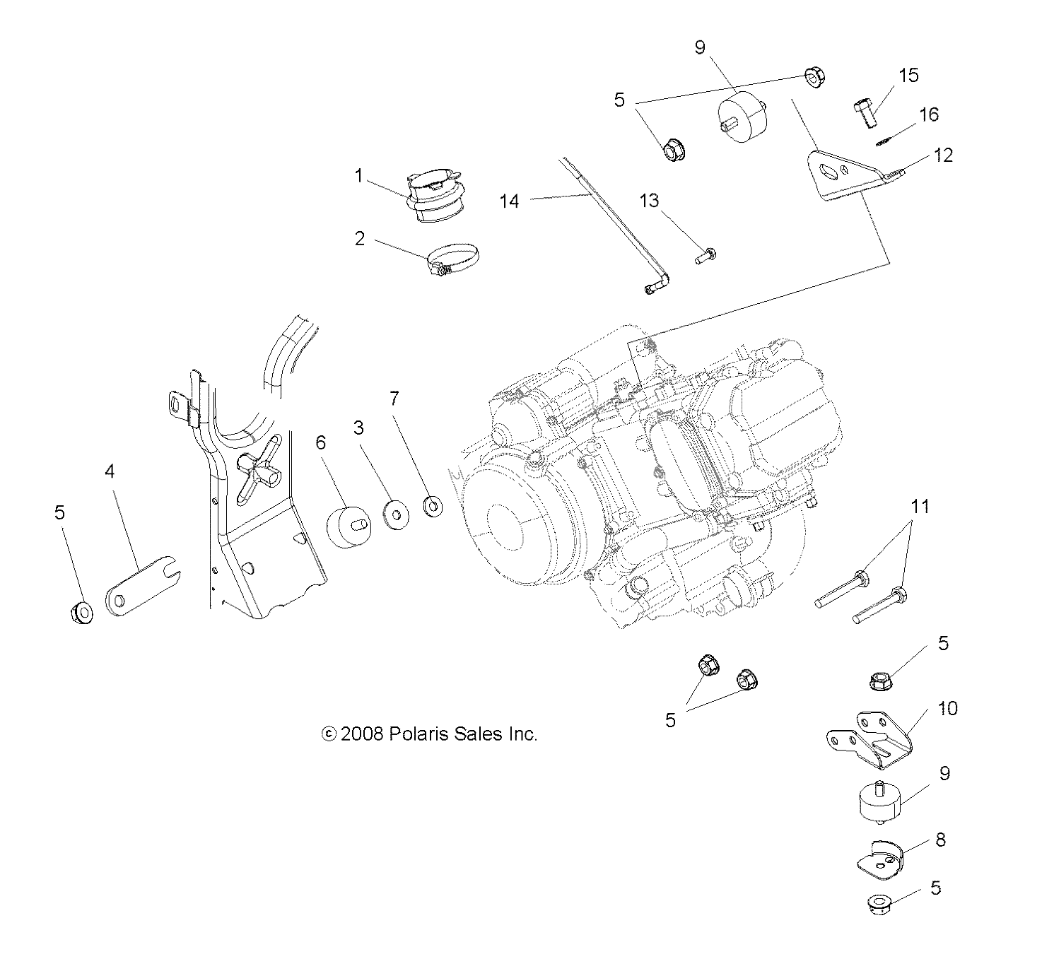 ENGINE, MOUNTING - A09MN50ET (49ATVENGINEMTG09SP500)