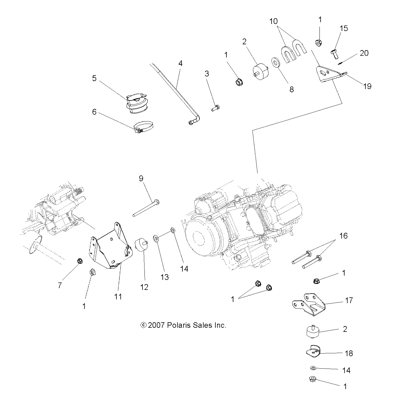 ENGINE, MOUNTING - A09TN50AX/AZ (49ATVENGINEMTG09SPTRG500)