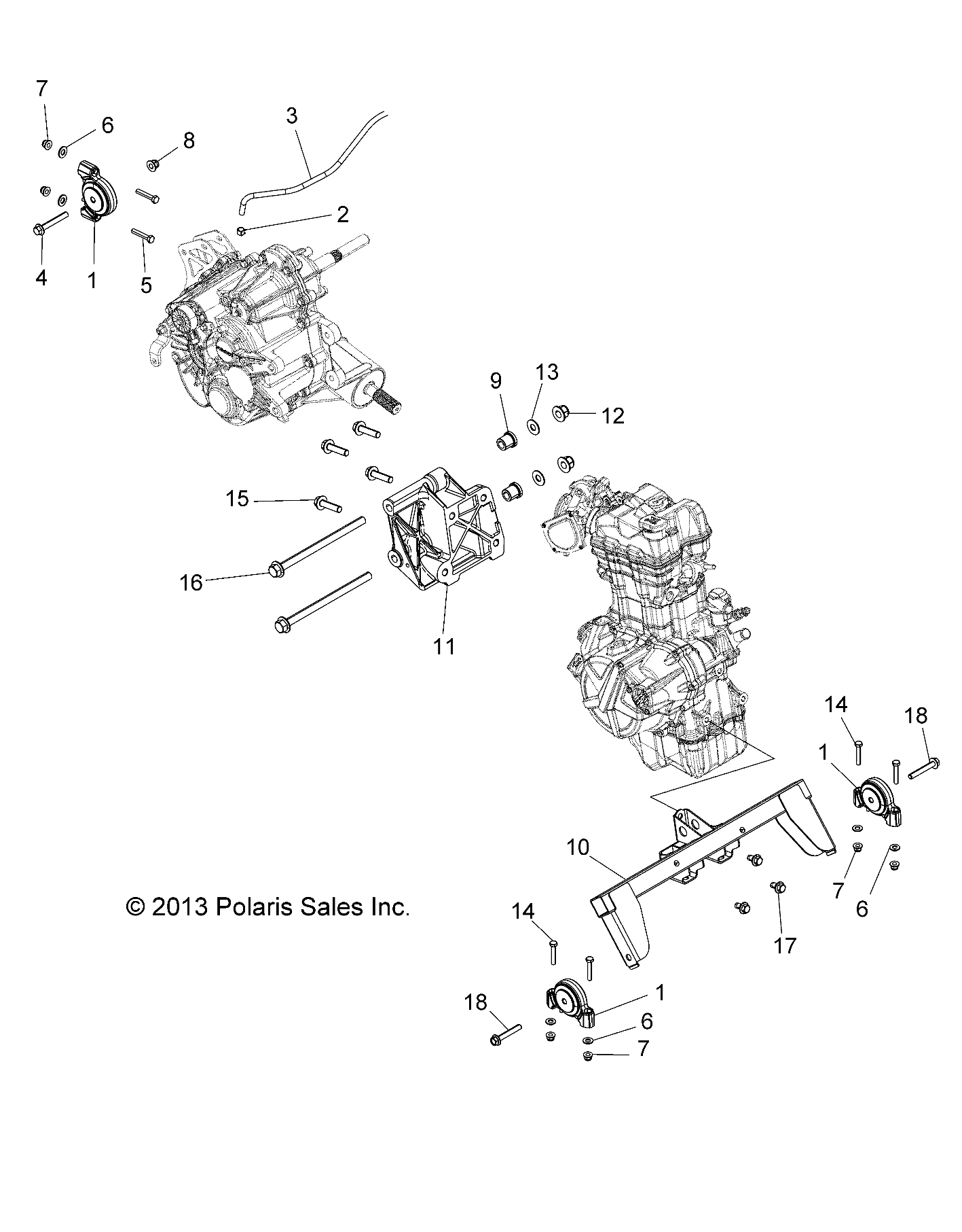 ENGINE, TRANSMISSION MOUNTING & LONG BLOCK - A15DAH32EJ (49ATVENGINEMTG14325)