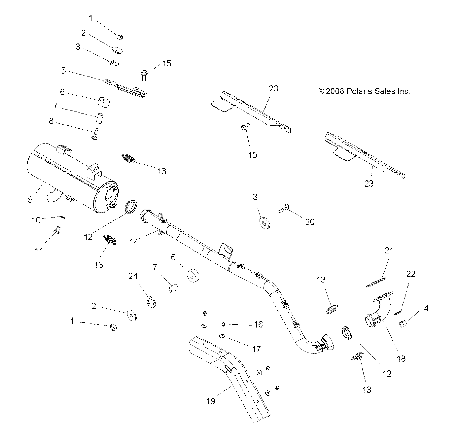 ENGINE, EXHAUST - A08DN50AF/AS/AW/AZ (49ATVEXHAUST08SPTRG500)