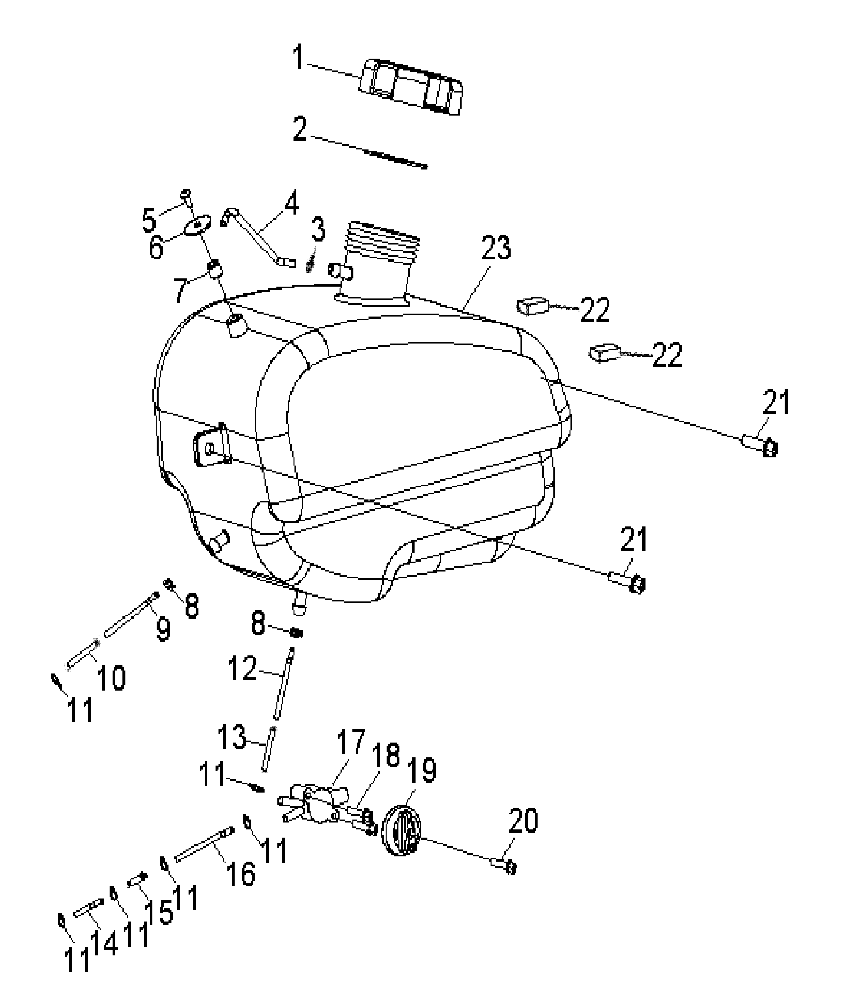 BODY, FUEL TANK and HOSES - A08FA09AA/AB/AC (49ATVFUEL07SPRT90)