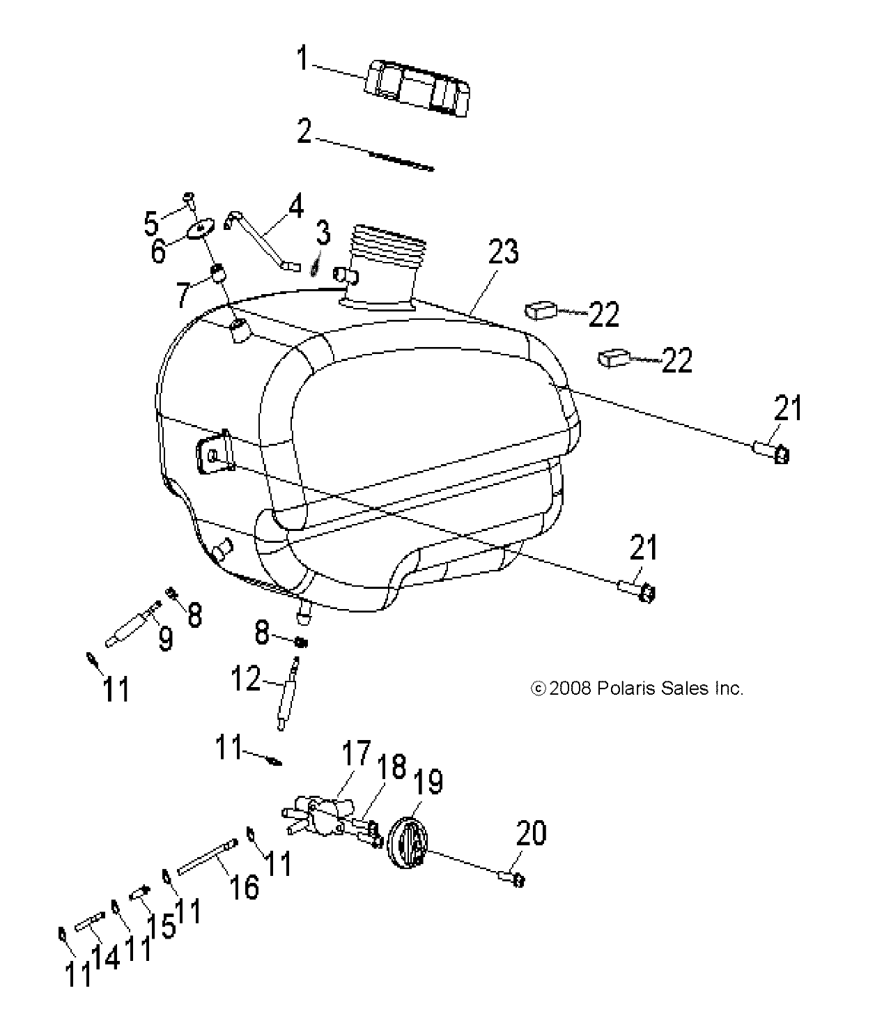 BODY, FUEL TANK and HOSES - A14FA09AA (49ATVFUEL09SP90)