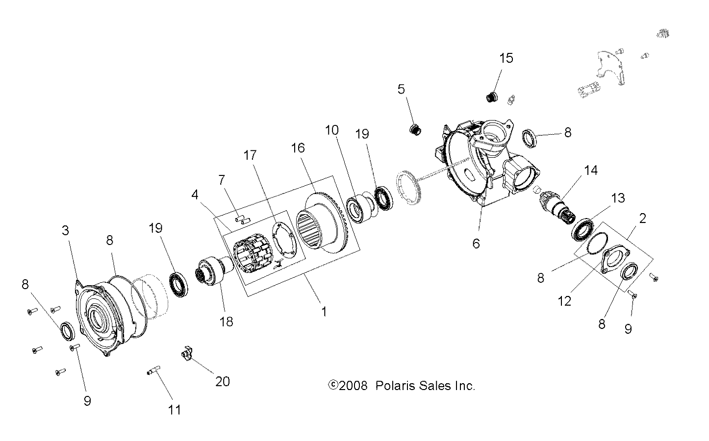 DRIVE TRAIN, FRONT GEARCASE - A09LH46AQ/AX/AZ (49ATVGEARCASE08SP3)