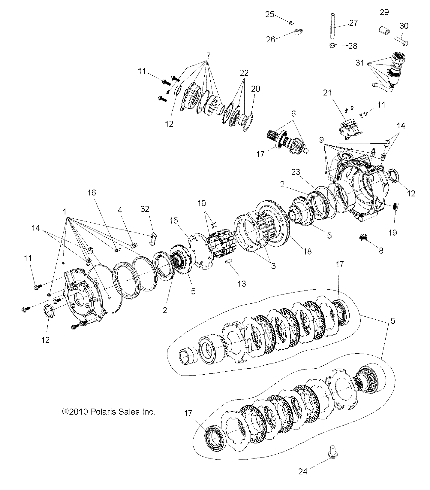 DRIVE TRAIN, FRONT GEARCASE and MOUNTING (Built 3/06/10 and After) - A10MN50ET (49ATVGEARCASE1332695)