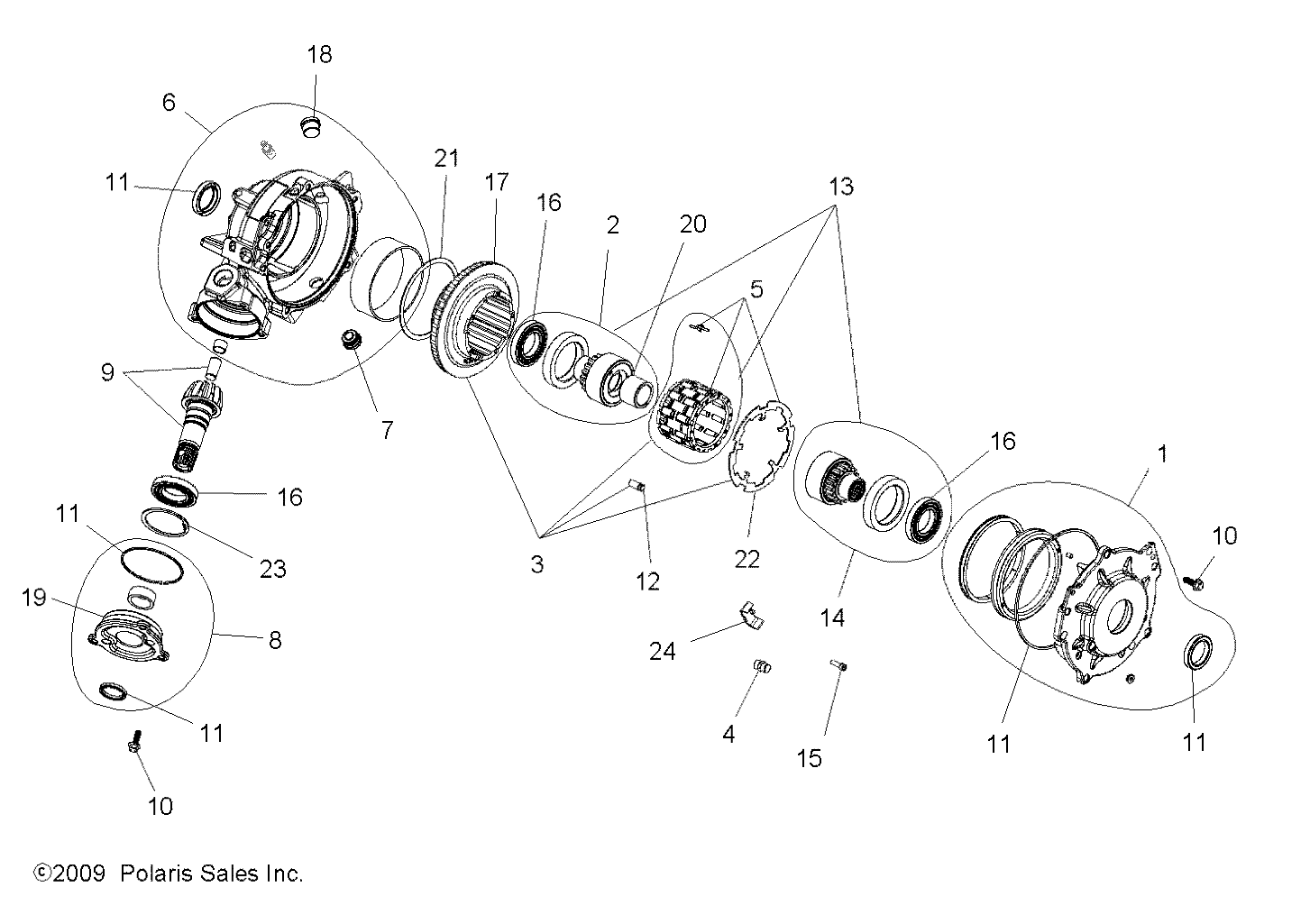 DRIVE TRAIN, FRONT GEARCASE (Built 11/01/09 and Before) - A10NG50FA (49ATVGEARCASE1332772)