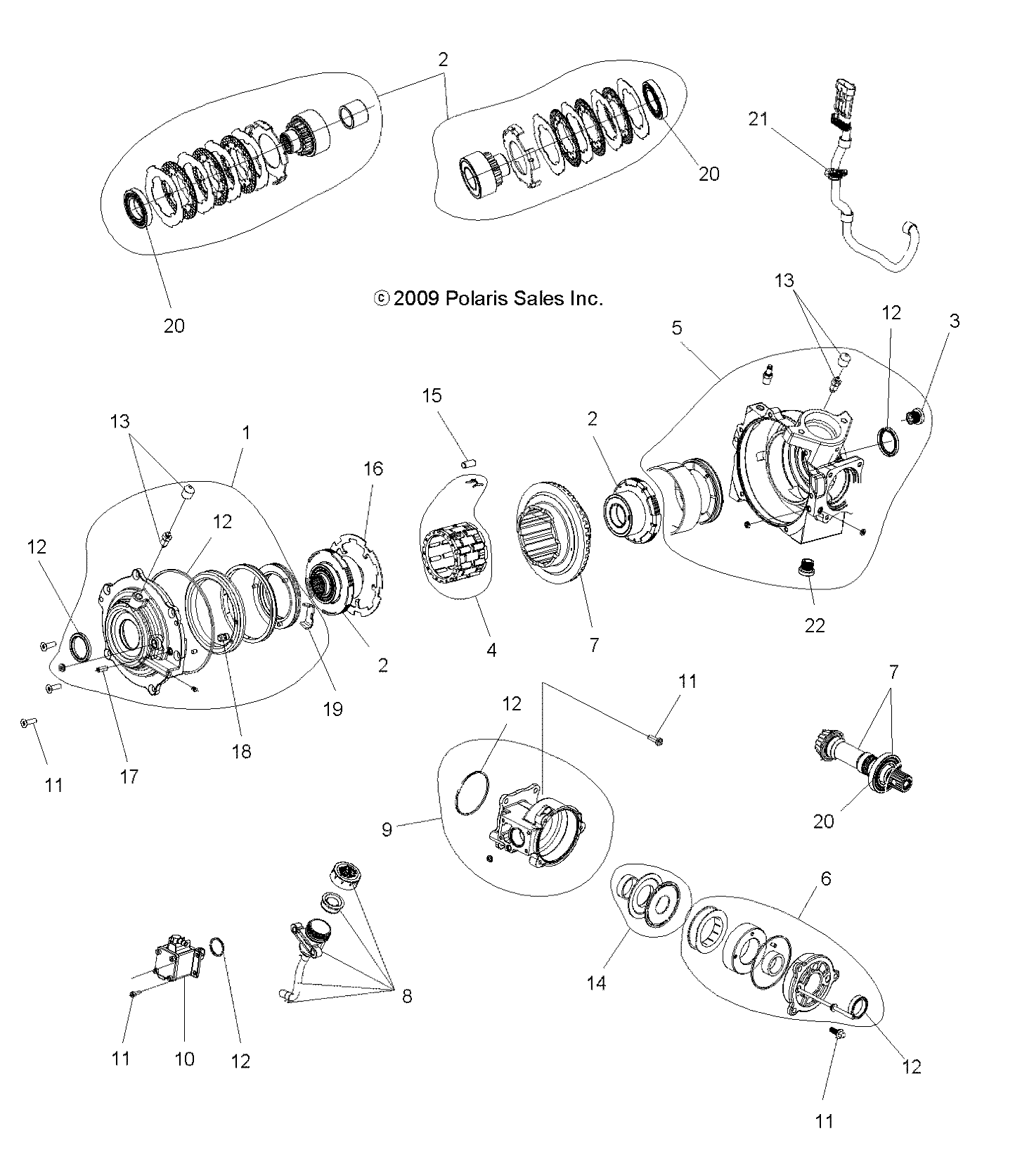 DRIVE TRAIN, FRONT GEARCASE INTERNALS (Built 3/05/10 and Before) - A10ZX85AK/AL/AS/AT/AX (49ATVGEARCASE1332828)