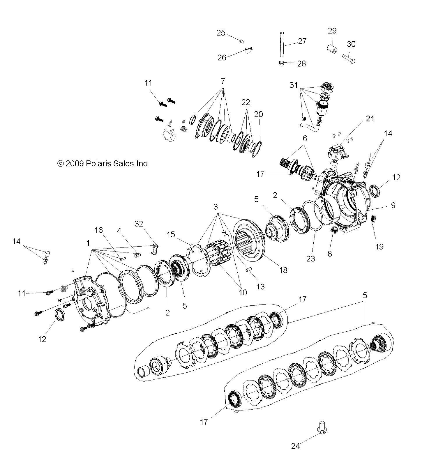 DRIVE TRAIN, FRONT GEARCASE and MOUNTING (Built 3/05/10 and Before) - A10MN50ET (49ATVGEARCASE1332832)