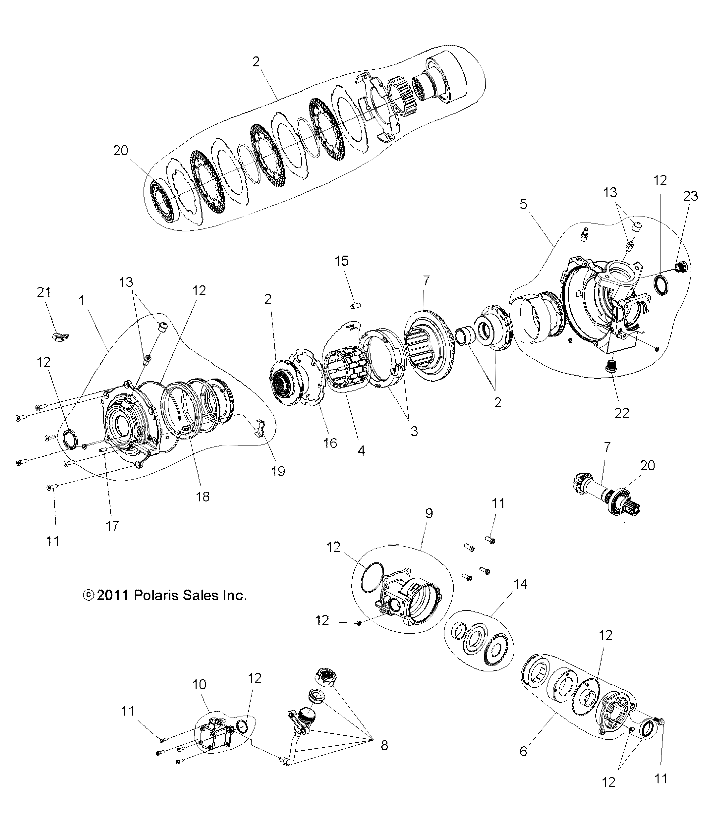 DRIVE TRAIN, FRONT GEARCASE INTERNALS - A13TN55FA (49ATVGEARCASE1332963)