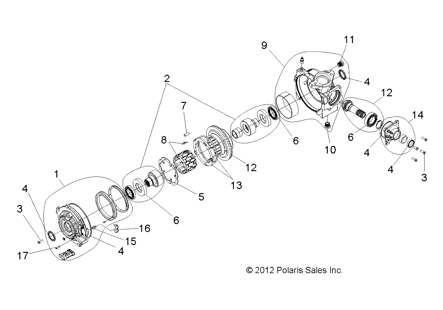 DRIVE TRAIN, FRONT GEARCASE INTERNALS - A14GH9EFW (49ATVGEARCASE1333053)