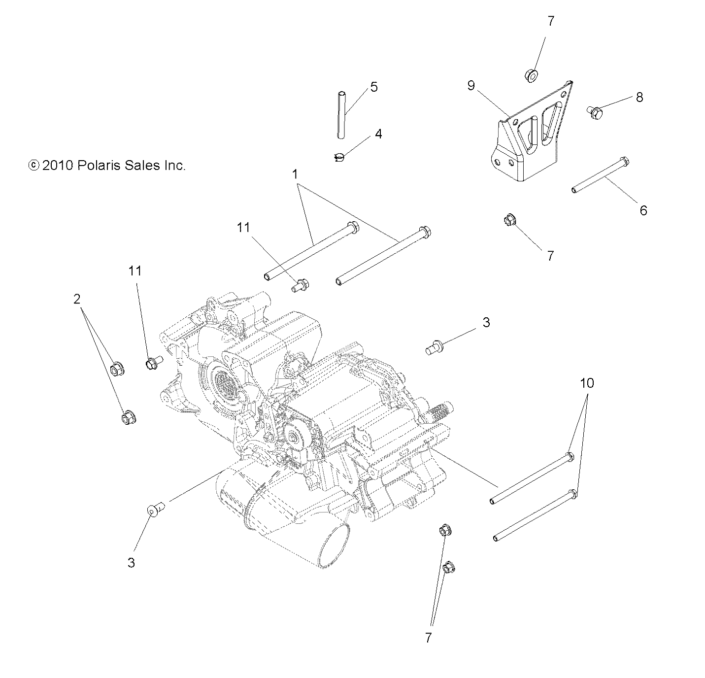 DRIVE TRAIN, MAIN GEARCASE MOUNTING - A11MB46FZ (49ATVGEARCASEMTG11HAWK)