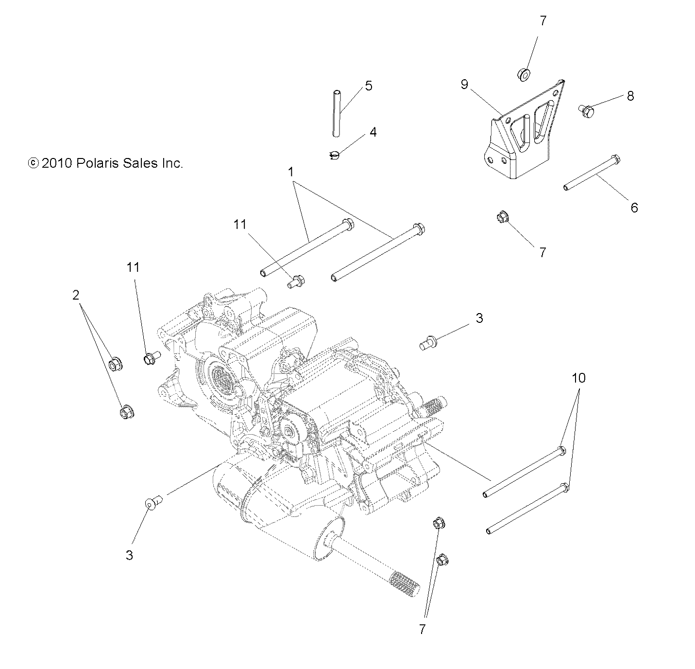 DRIVE TRAIN, MAIN GEARCASE MOUNTING - A12MH76AD/AX/AZ (49ATVGEARCASEMTG11SP500)