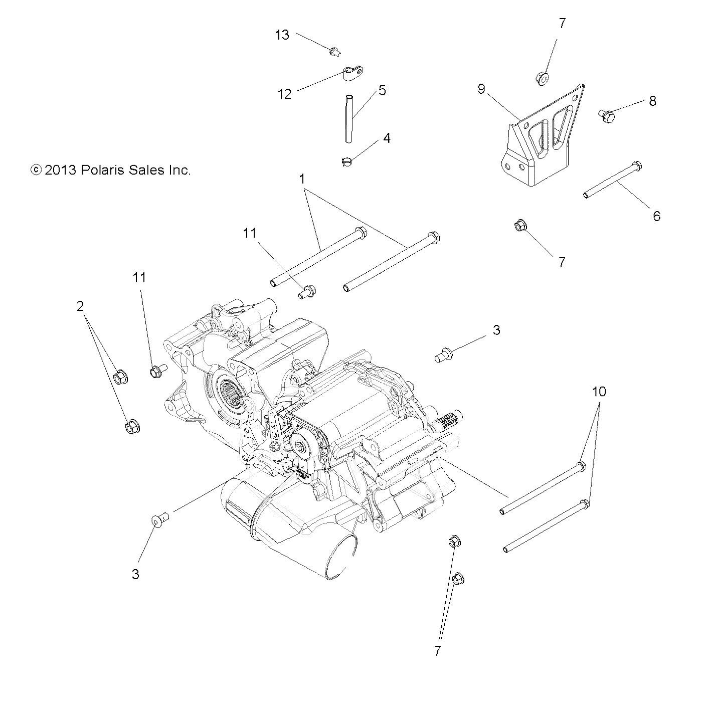 DRIVE TRAIN, MAIN GEARCASE MOUNTING - A13MB46FZ (49ATVGEARCASEMTG13HAWK)