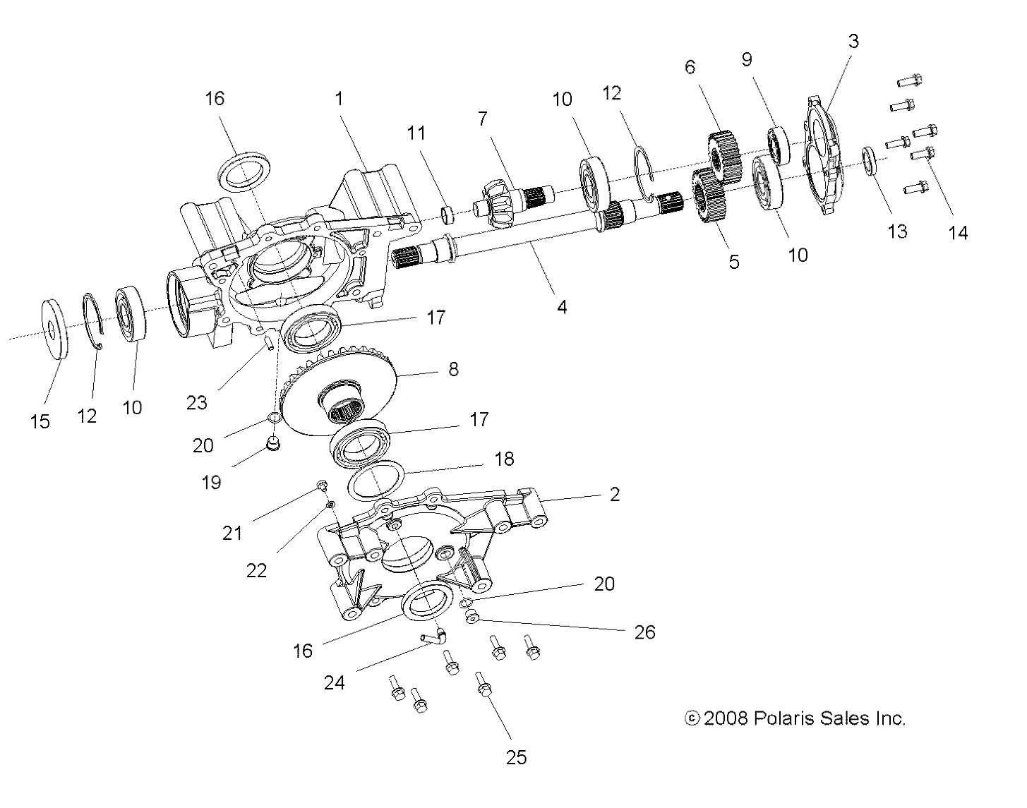 DRIVE TRAIN, MID GEARCASE INTERNALS - A09CL76AA (49ATVGEARMIDINTL096X6)