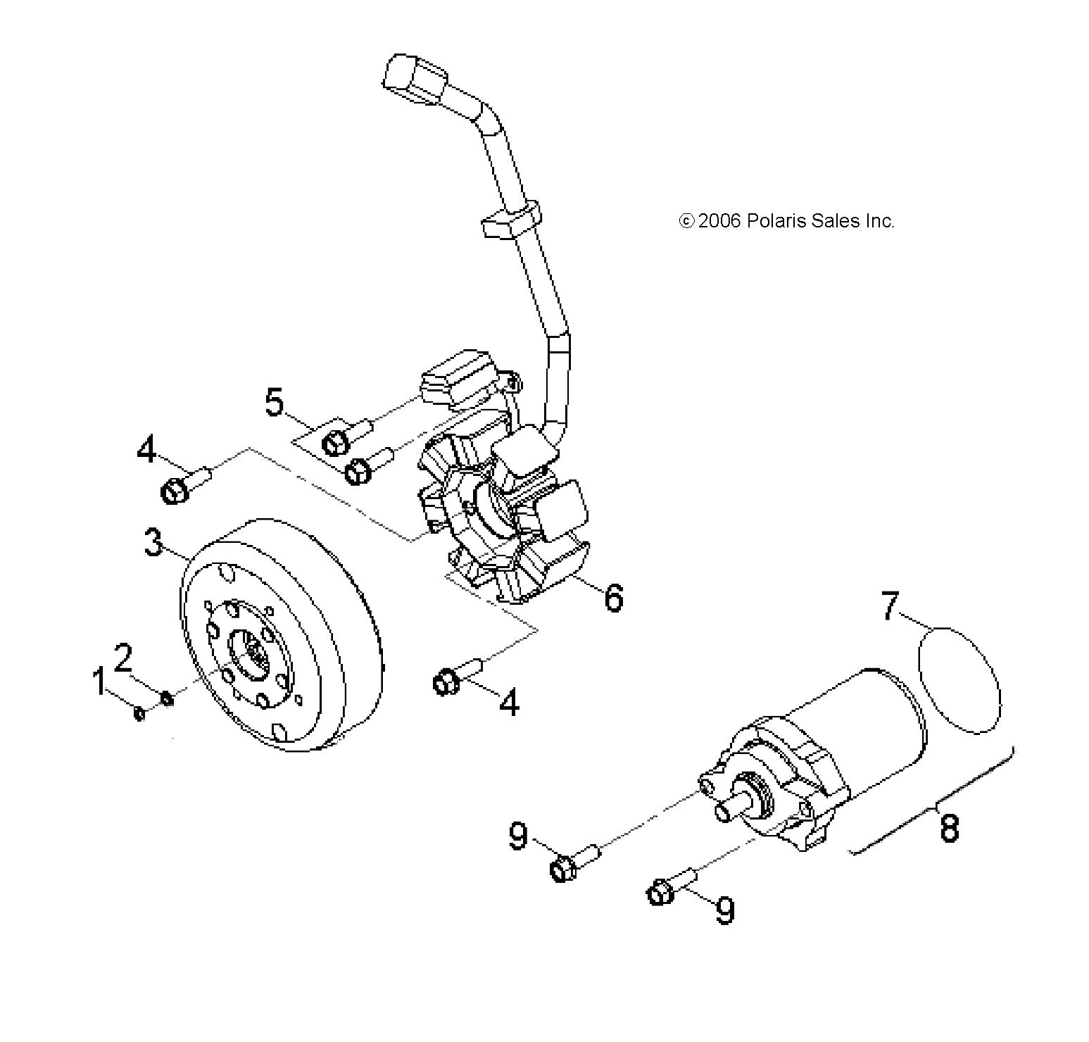 ENGINE, GENERATOR and STARTING MOTOR - A16YAK09AF (49ATVGENERATOR07OTLW90)