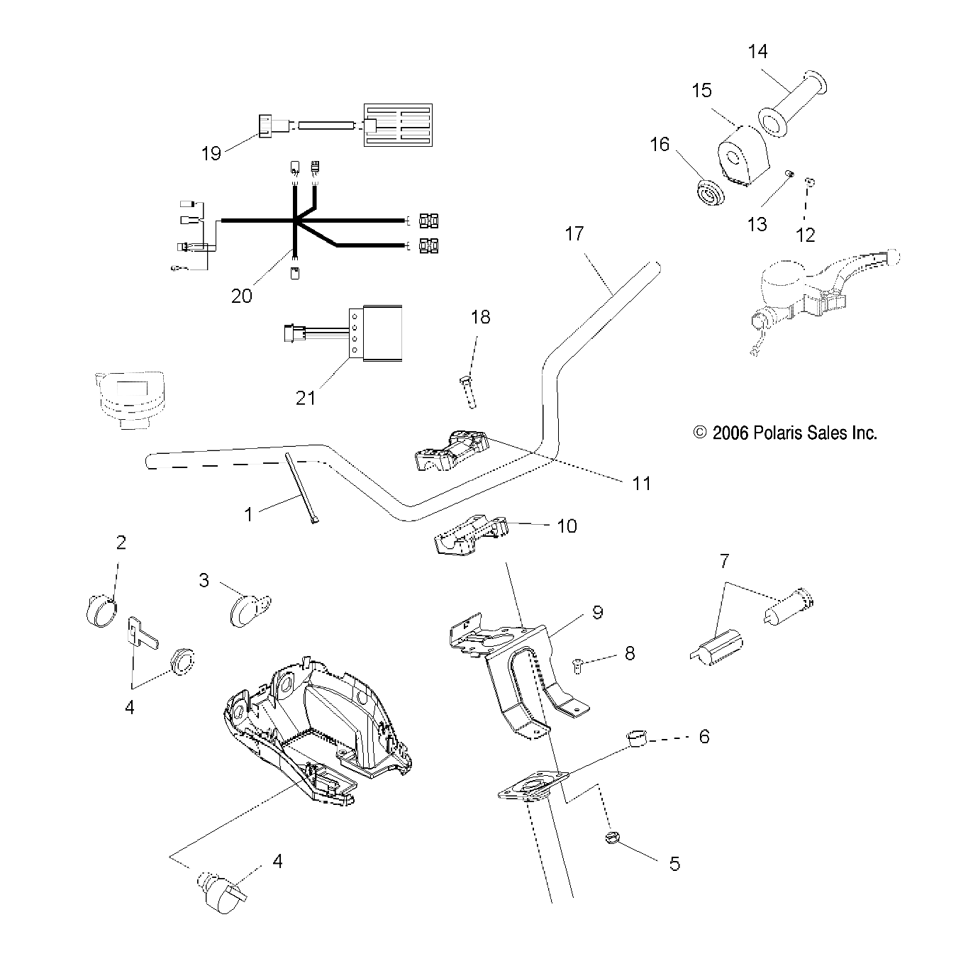 HANDLEBAR and CONTROLS - A06MH50AQ/AX/AY/AZ/AL/AT (49ATVHANDLEBAR07500EFI)