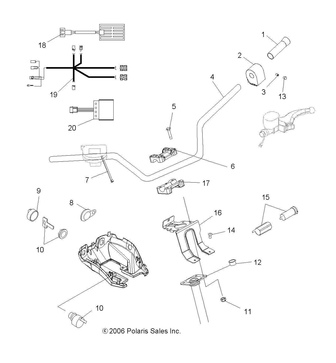 HANDLEBAR and CONTROLS - A06MH76AL/AQ/AT/AX/AY/AZ (49ATVHANDLEBAR07800EFI)