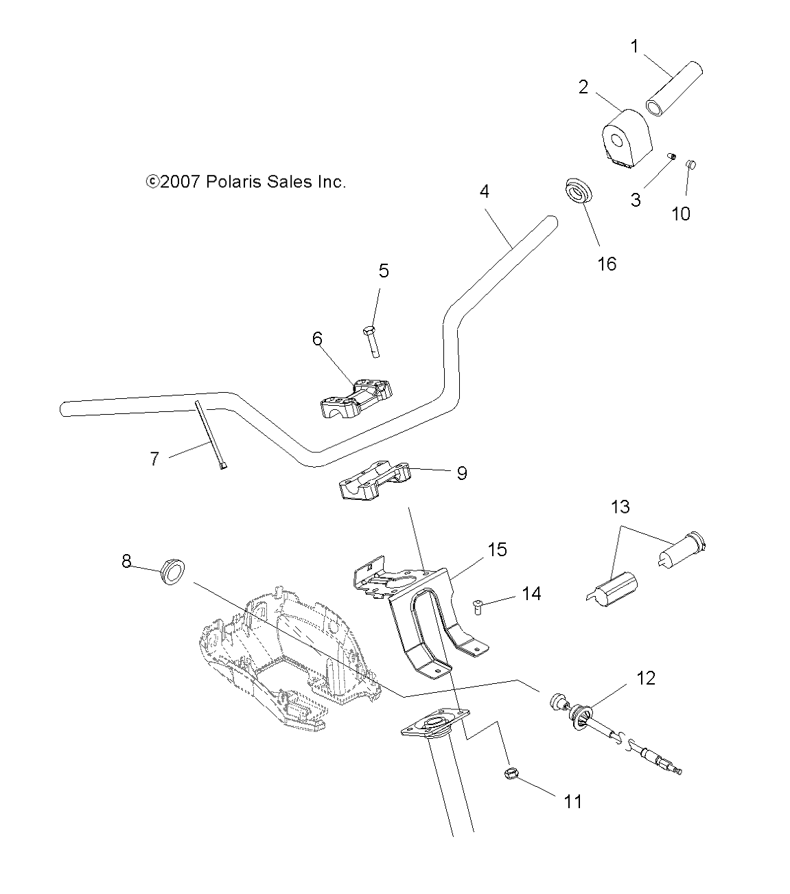 STEERING, HANDLEBAR and CONTROLS - A08CL50AA (49ATVHANDLEBAR086X6)