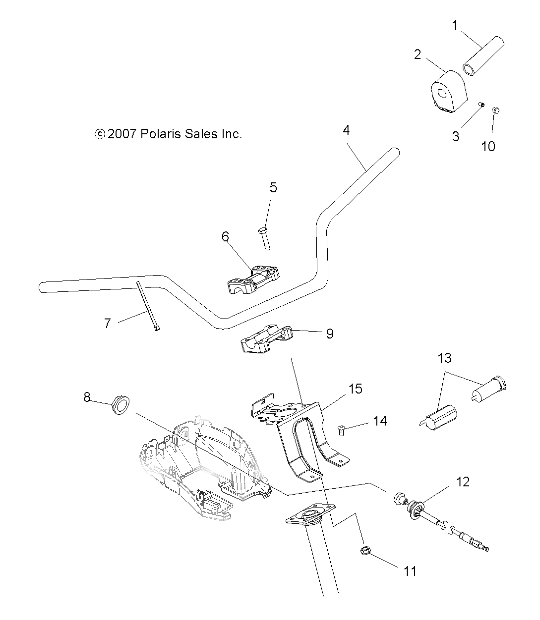 STEERING, HANDLEBAR and CONTROLS - A08MH50AX/AZ (49ATVHANDLEBAR08SP500)