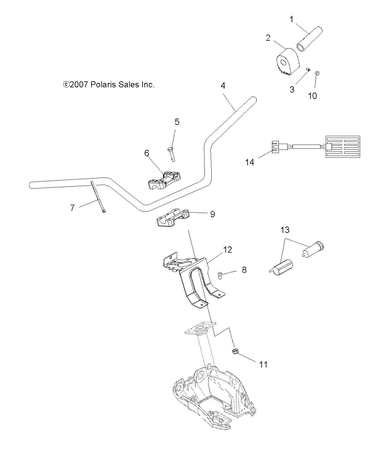 STEERING, HANDLEBAR and CONTROLS - A08MN76AF/AL/AQ/AR/AS/AT/AX (49ATVHANDLEBAR08SP800EFI)