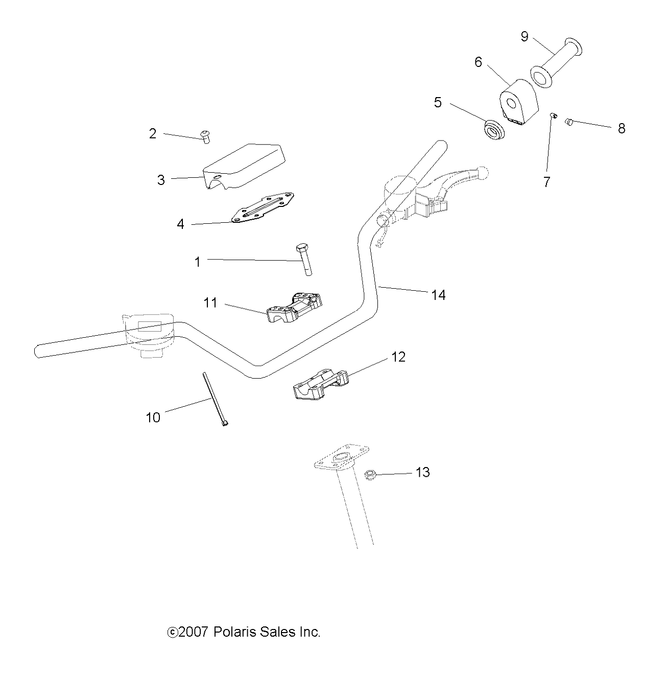 STEERING, HANDLEBAR and CONTROLS - A08BA32AA (49ATVHANDLEBAR08TB)