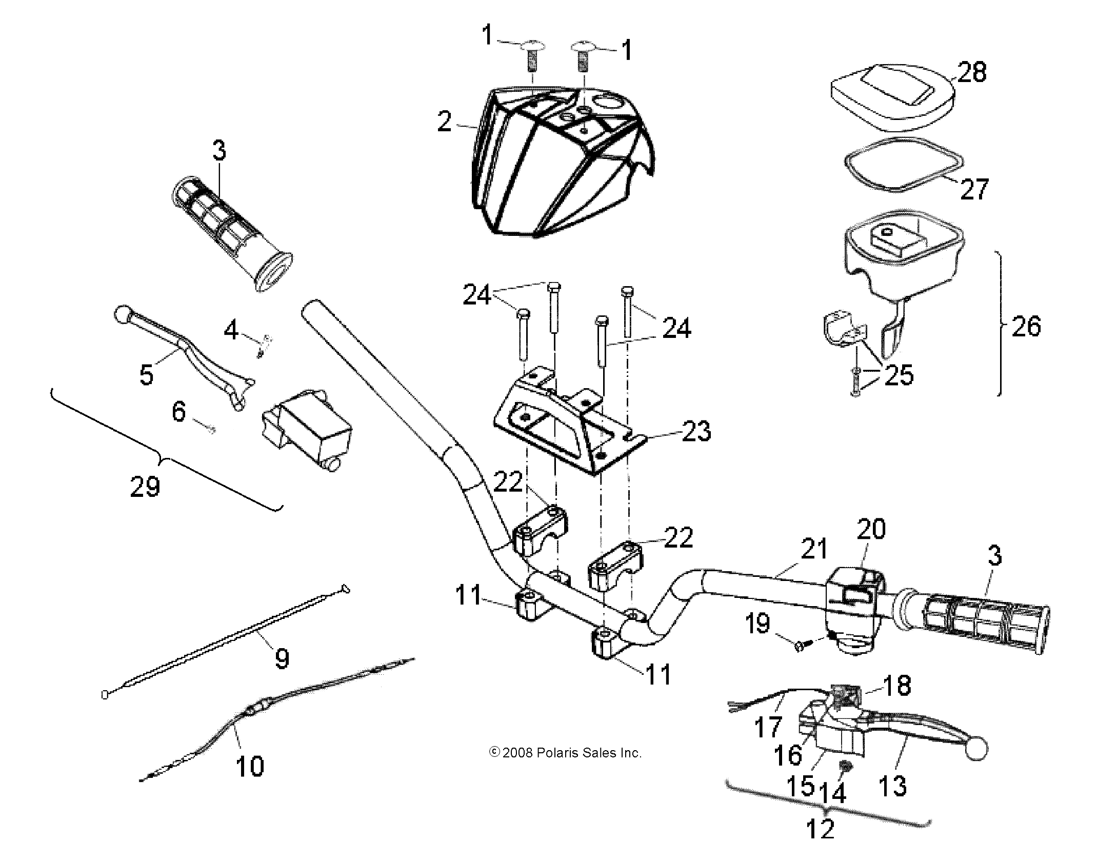 STEERING, HANDLEBAR - A09PB20AB/AD (49ATVHANDLEBAR09PHX)