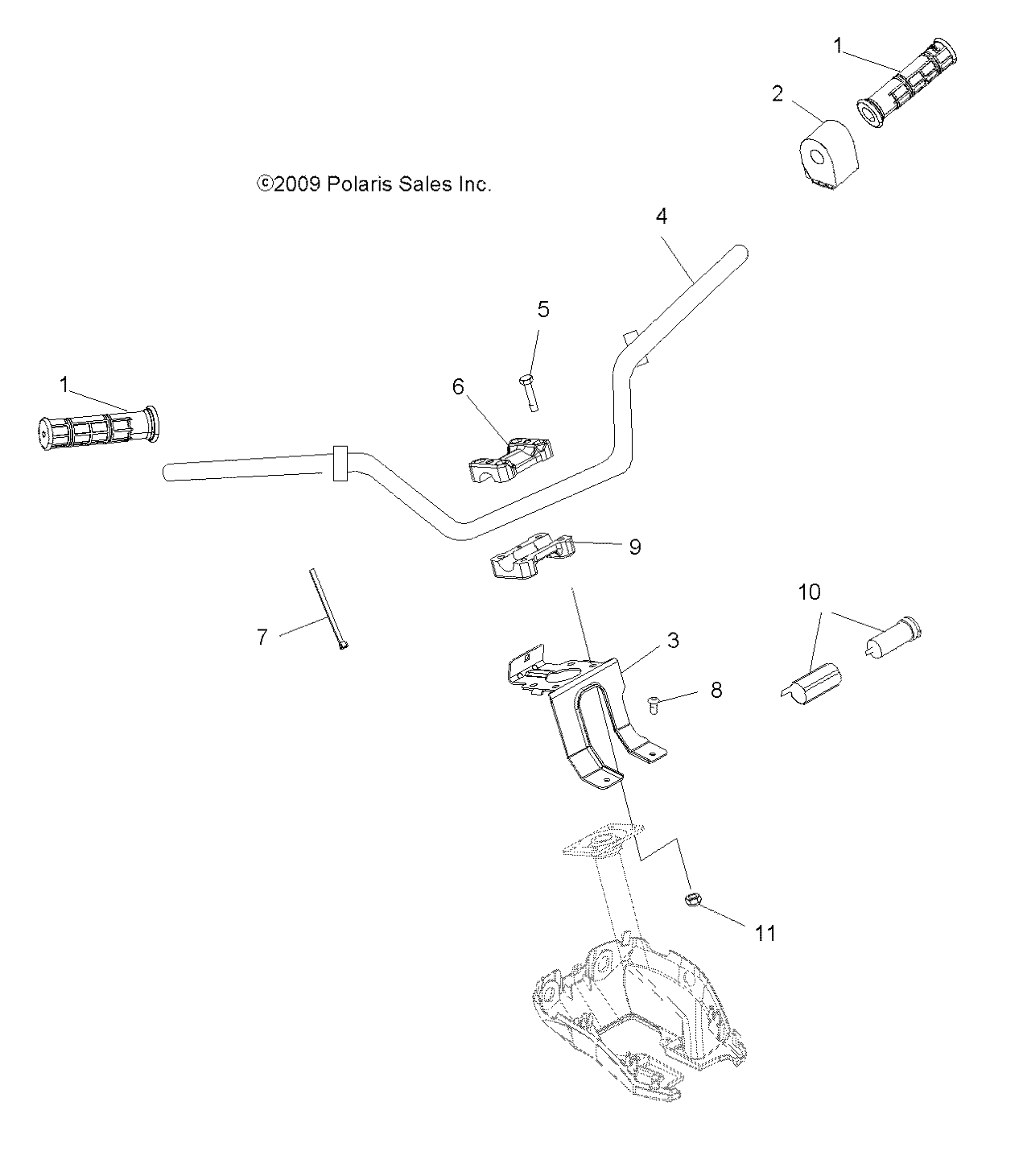 STEERING, HANDLEBAR and CONTROLS - A09MN50ET (49ATVHANDLEBAR09SP500TR)