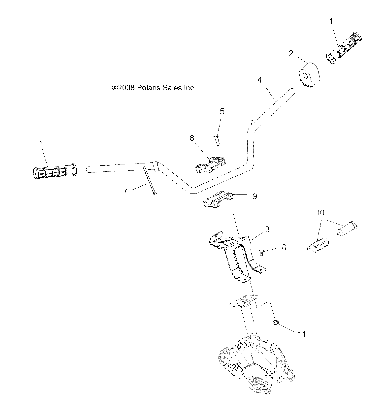 STEERING, HANDLEBAR and CONTROLS - A09DN50EA (49ATVHANDLEBAR09SP500TRGQD)