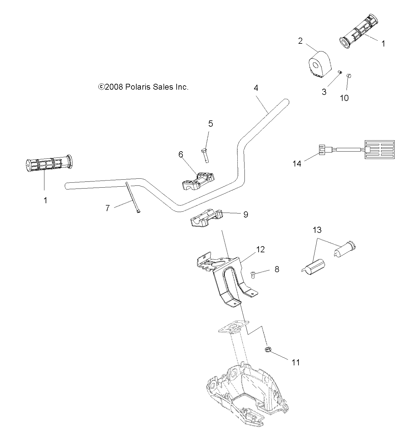 STEERING, HANDLEBAR and CONTROLS - A09TN76AL/AX/AZ (49ATVHANDLEBAR09SPX2800)