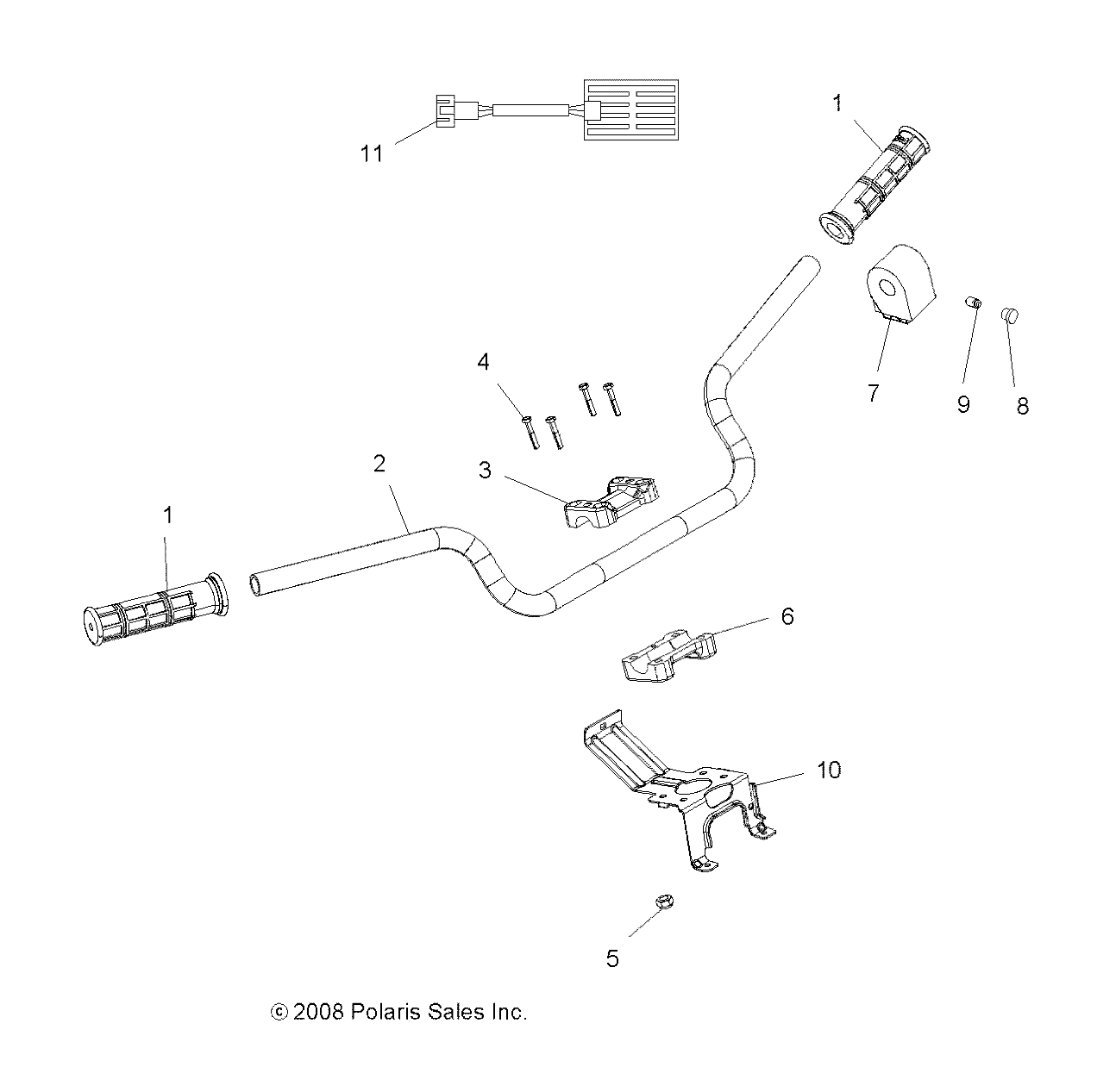 STEERING, HANDLEBAR and CONTROLS - A13ZN8EAD/K/L/T (49ATVHANDLEBAR09SPXP550)