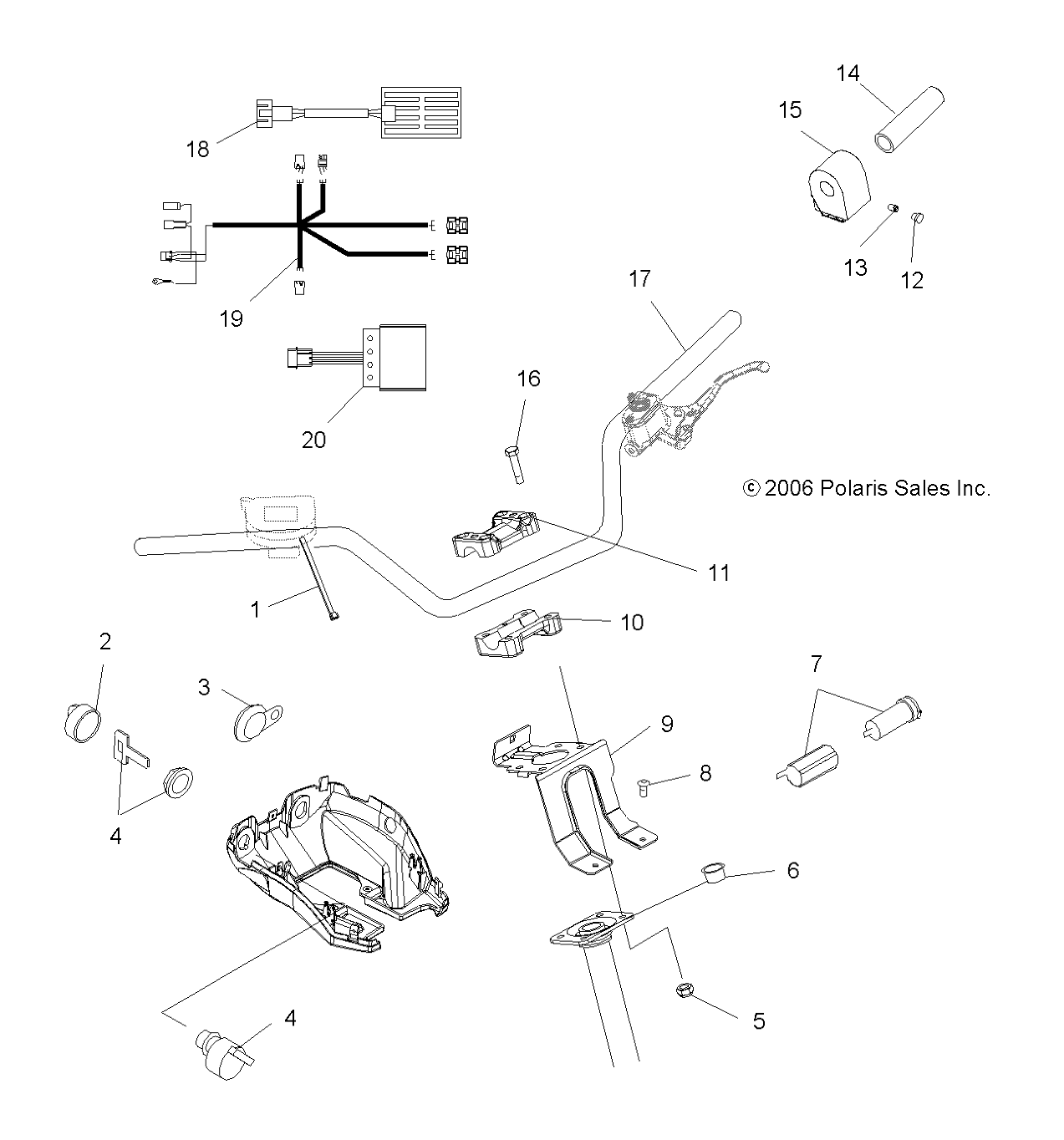 HANDLEBAR and CONTROLS - A07MH50AB/AL/AQ/AX/AY/AZ/MN50AF/AN/AT/AY (49ATVHANDLEBAR500EFI)