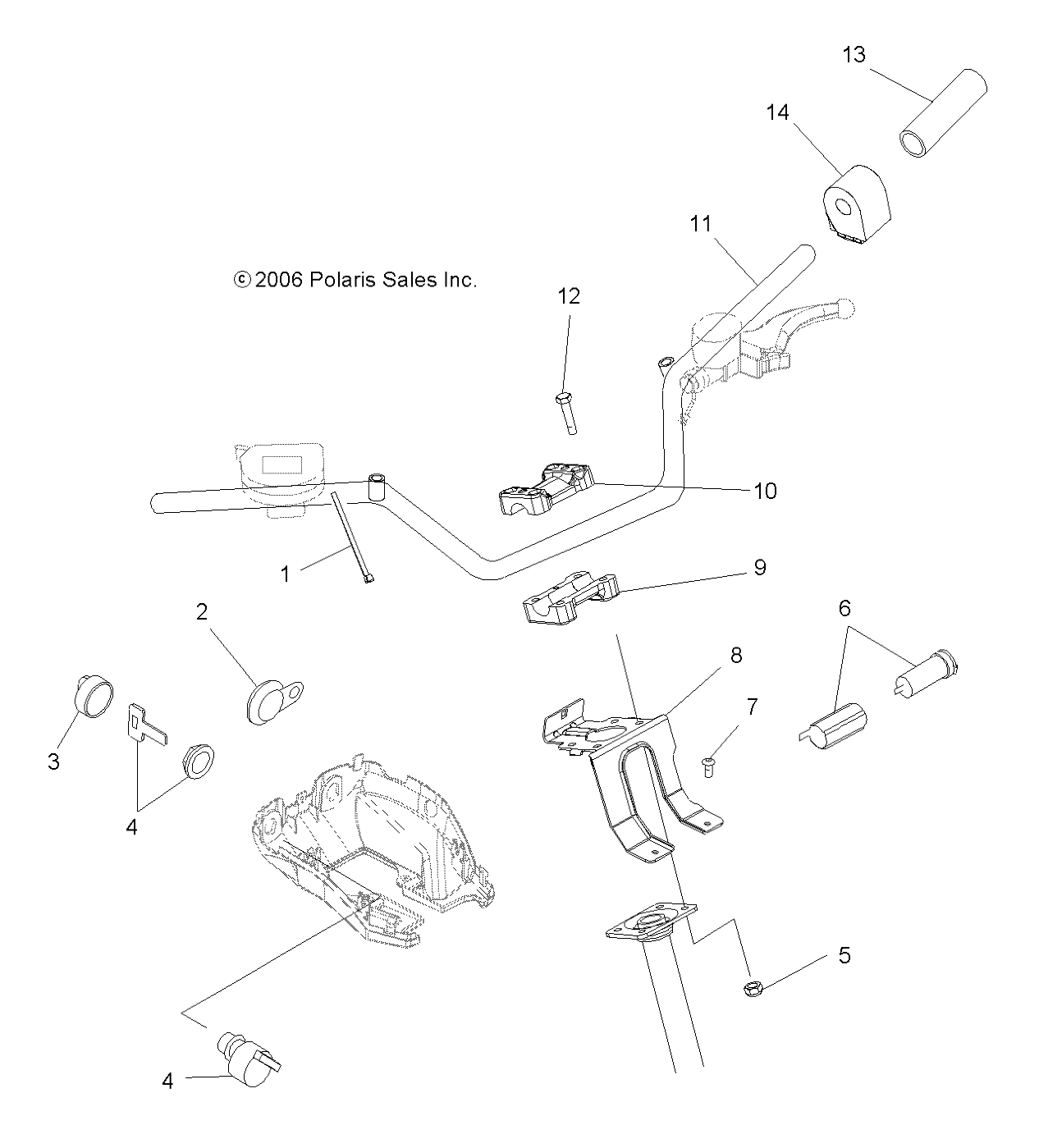 HANDLEBAR and CONTROLS - A07TH50EA (49ATVHANDLEBARX2QUAD)