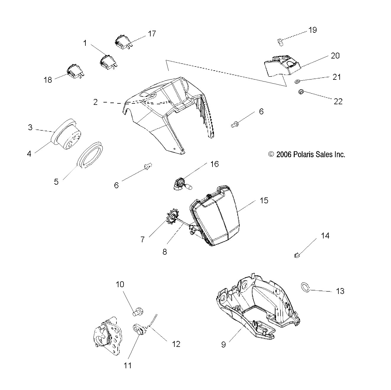 HEADLIGHT POD and SPEEDOMETER - A06MH76AL/AQ/AT/AX/AY/AZ (49ATVHEADLIGHT07500EFI)