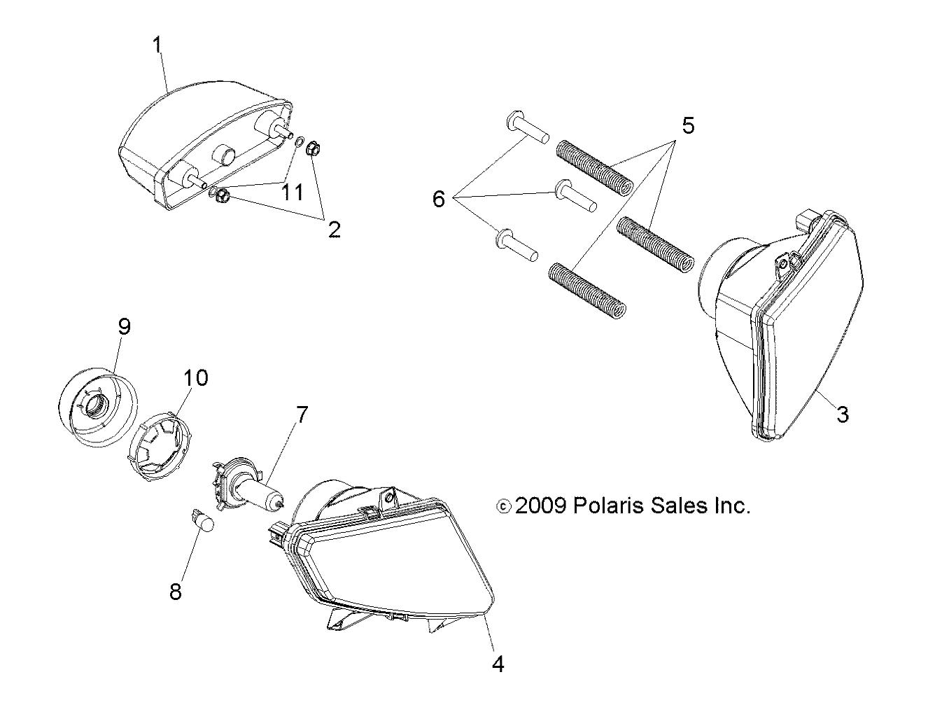 ELECTRICAL, HEADLIGHTS, TAILIGHTS and BULBS - A12EA32FA (49ATVHEADLIGHT10BOSSI)