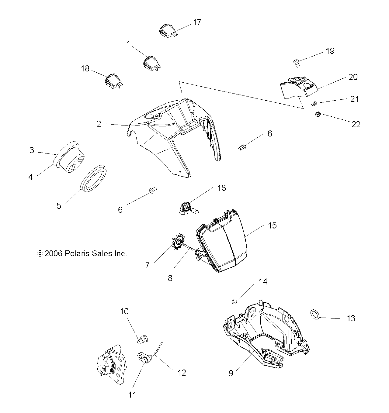 HEADLIGHT POD and SPEEDOMETER - A07MH76AL/AQ/AX/AY/AZ/A2/MN76AF/AT/AY (49ATVHEADLIGHT800EFI)