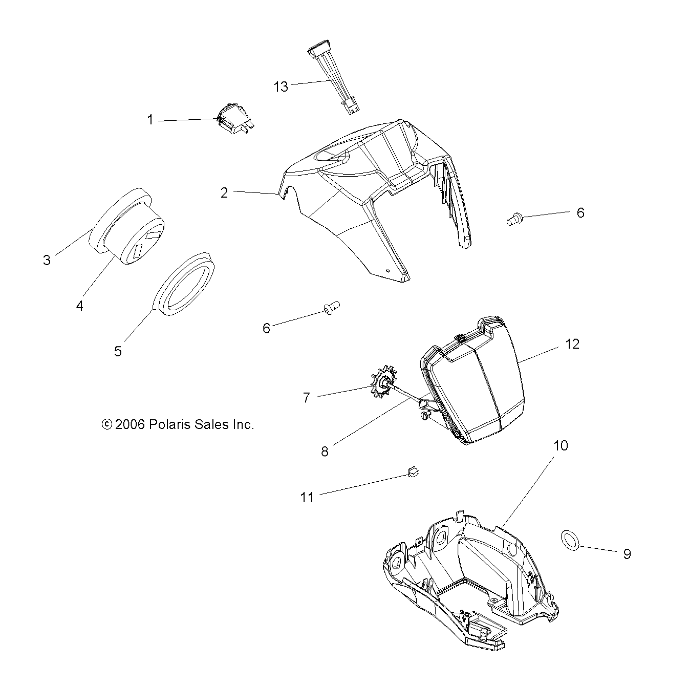 HEADLIGHT POD and SPEEDOMETER - A07TH50EA (49ATVHEADLIGHTX2QUAD)