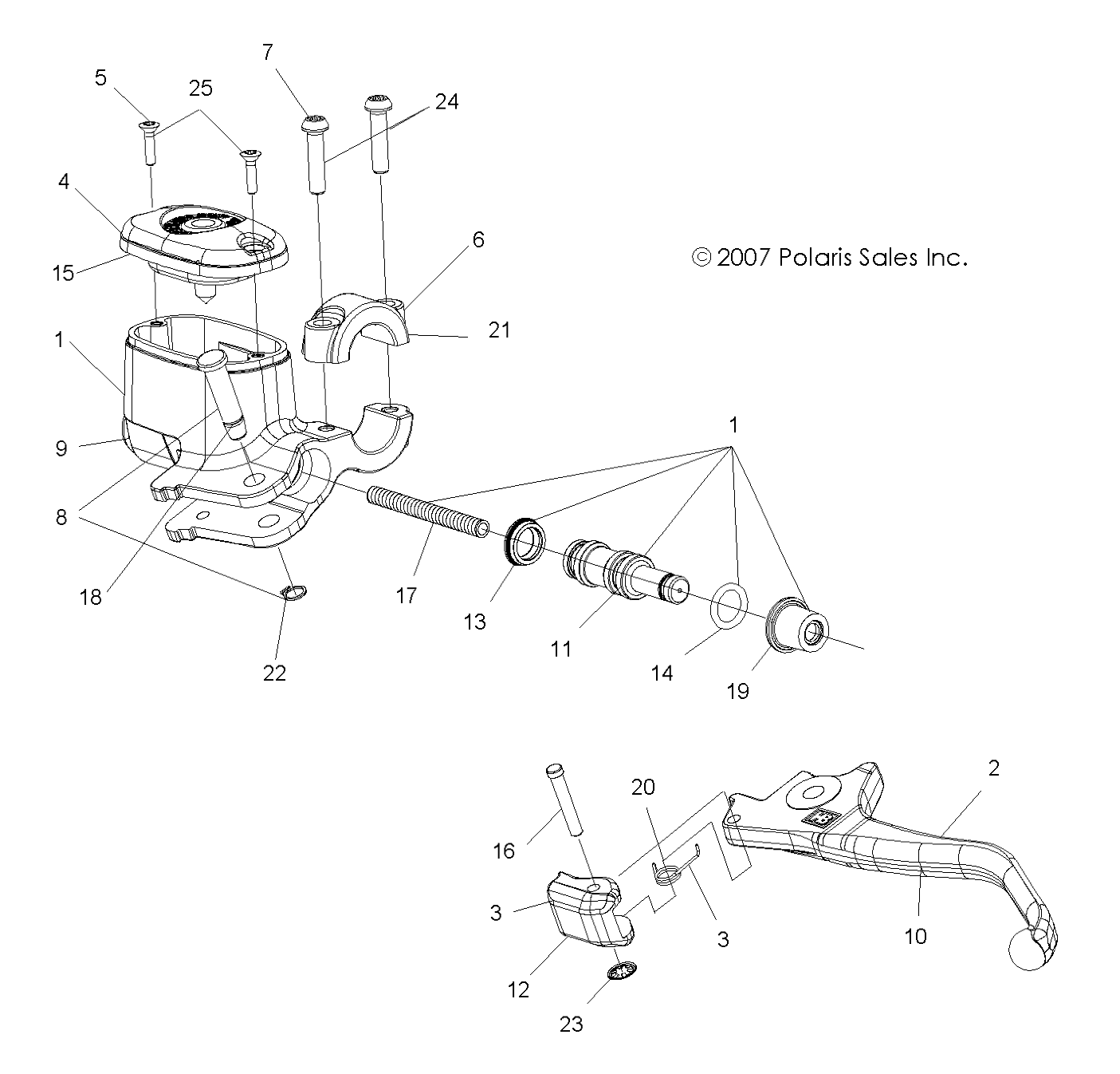 BRAKES, FRONT LEVER and MASTER CYLINDER - A08MH50AX/AZ (49ATVMCLH08SP500)