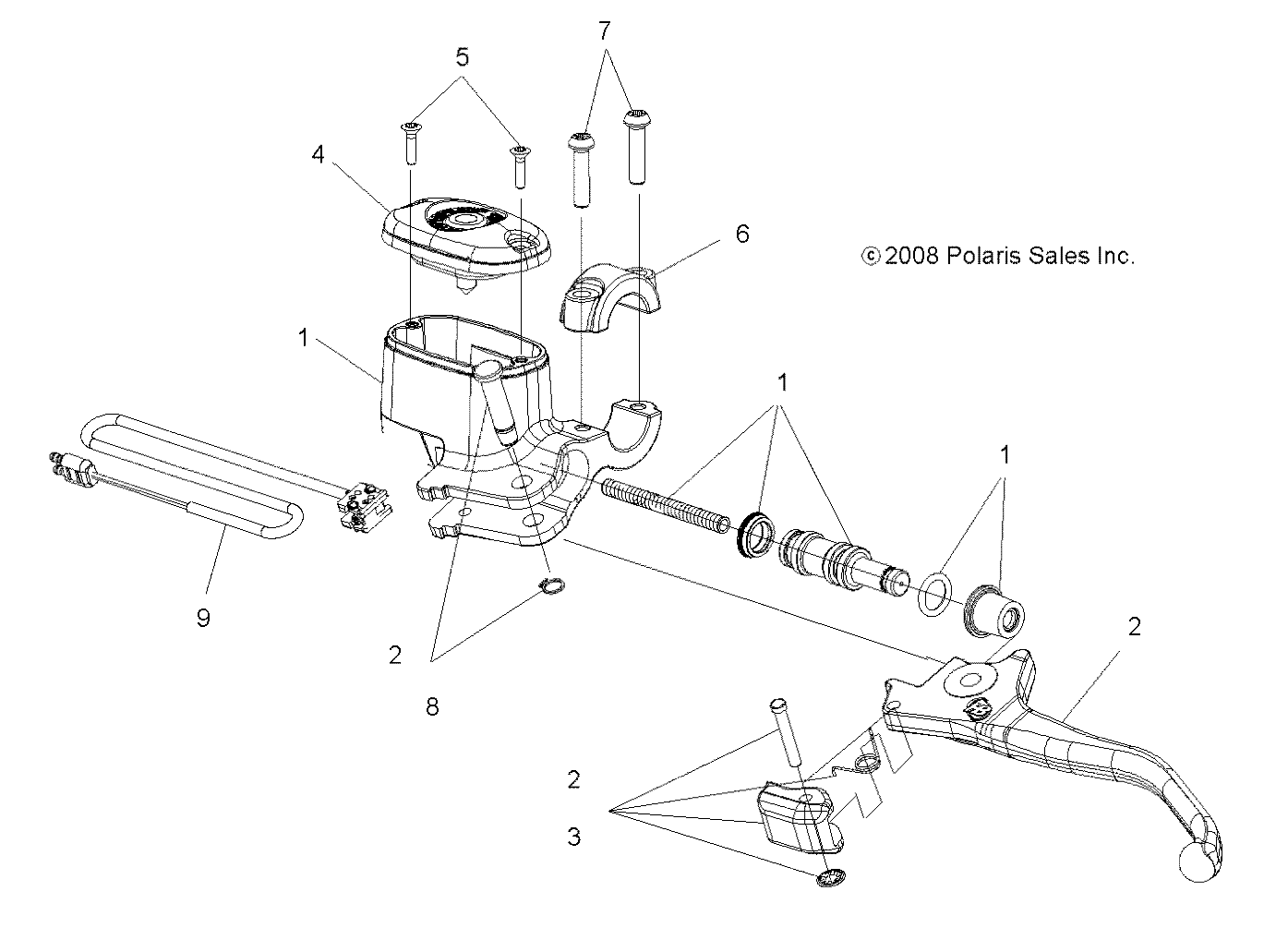 BRAKES, FRONT BRAKE LEVER and MASTER CYLINDER - A15SXE95AC/AK/AW/L95AM (49ATVMCLH09SPXP550)